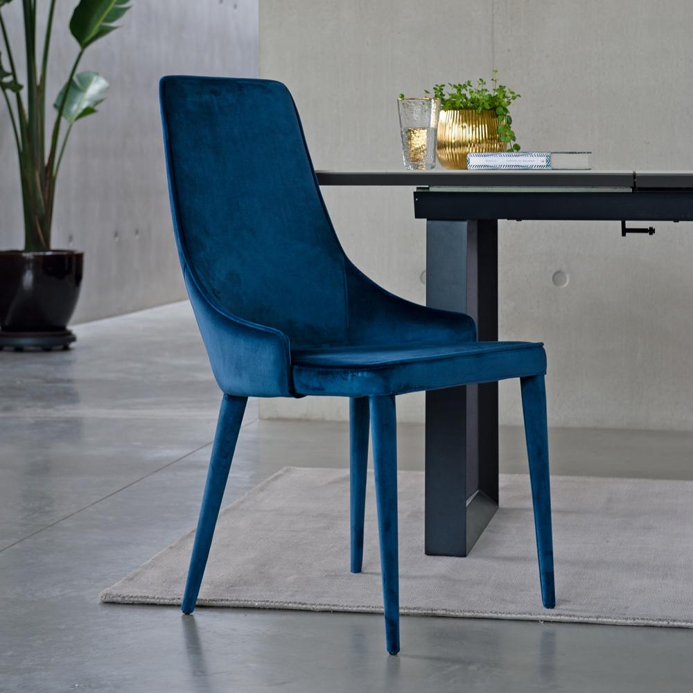 Tapered Dining Chair Blue Velvet | dwell