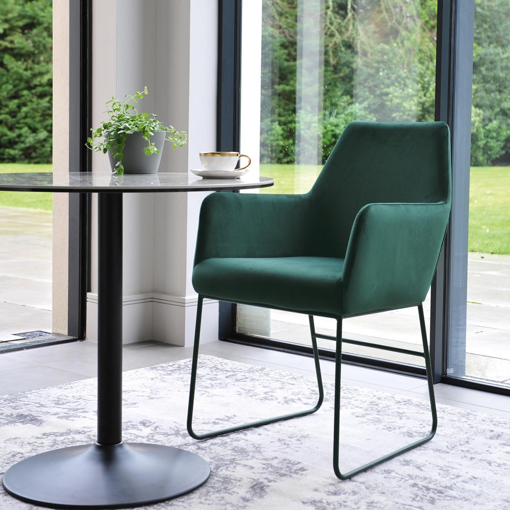 trono dining chair green velvet black leg  dwell  £129