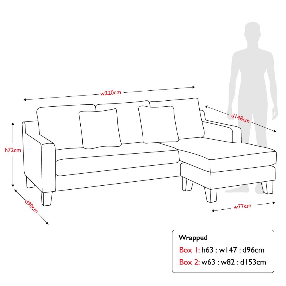 Ankara Ii Right Hand Facing Three Seater Chaise Sofa Grano Leather Natural Tan Dwell