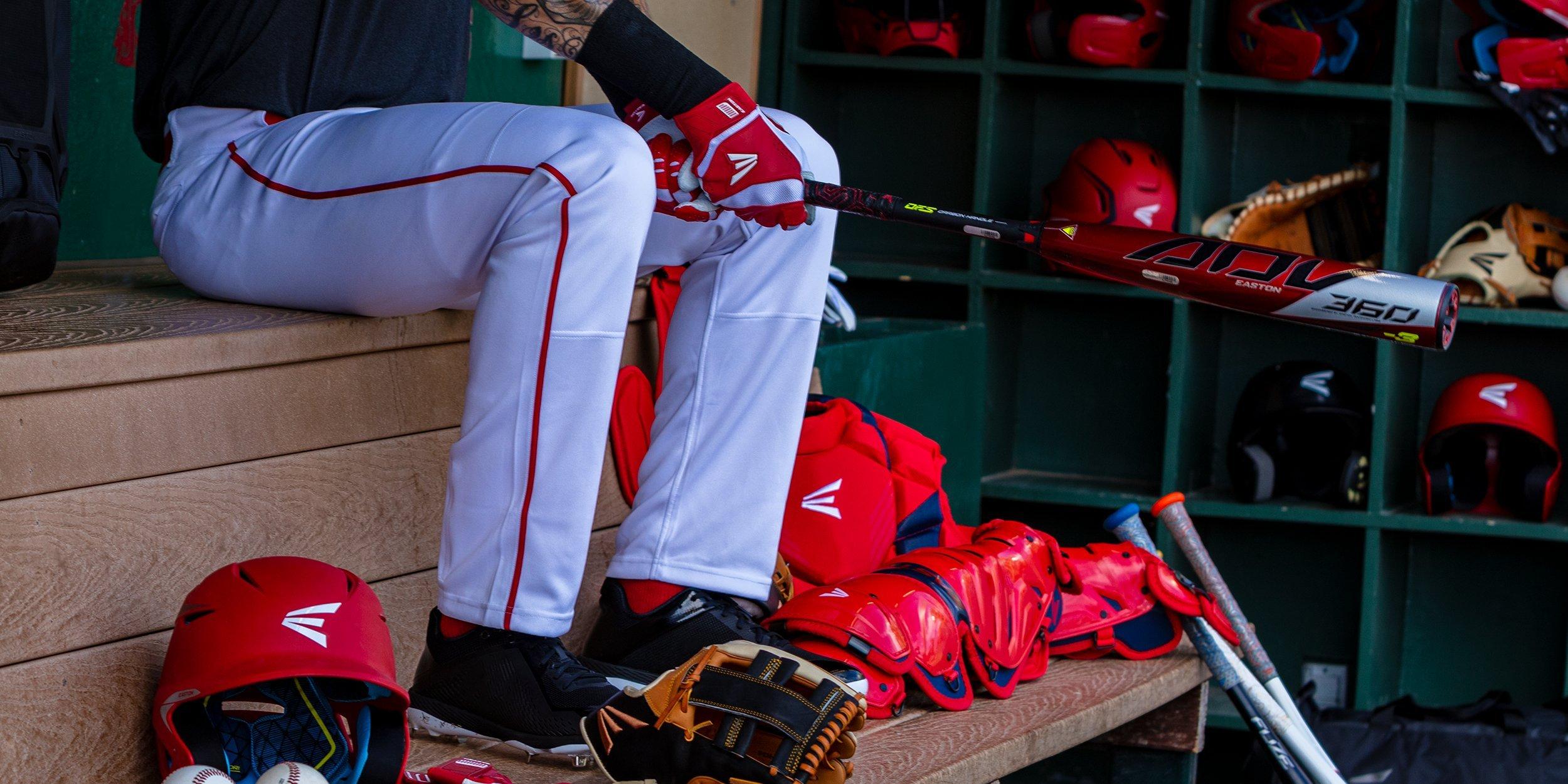 white with red stripe baseball pants