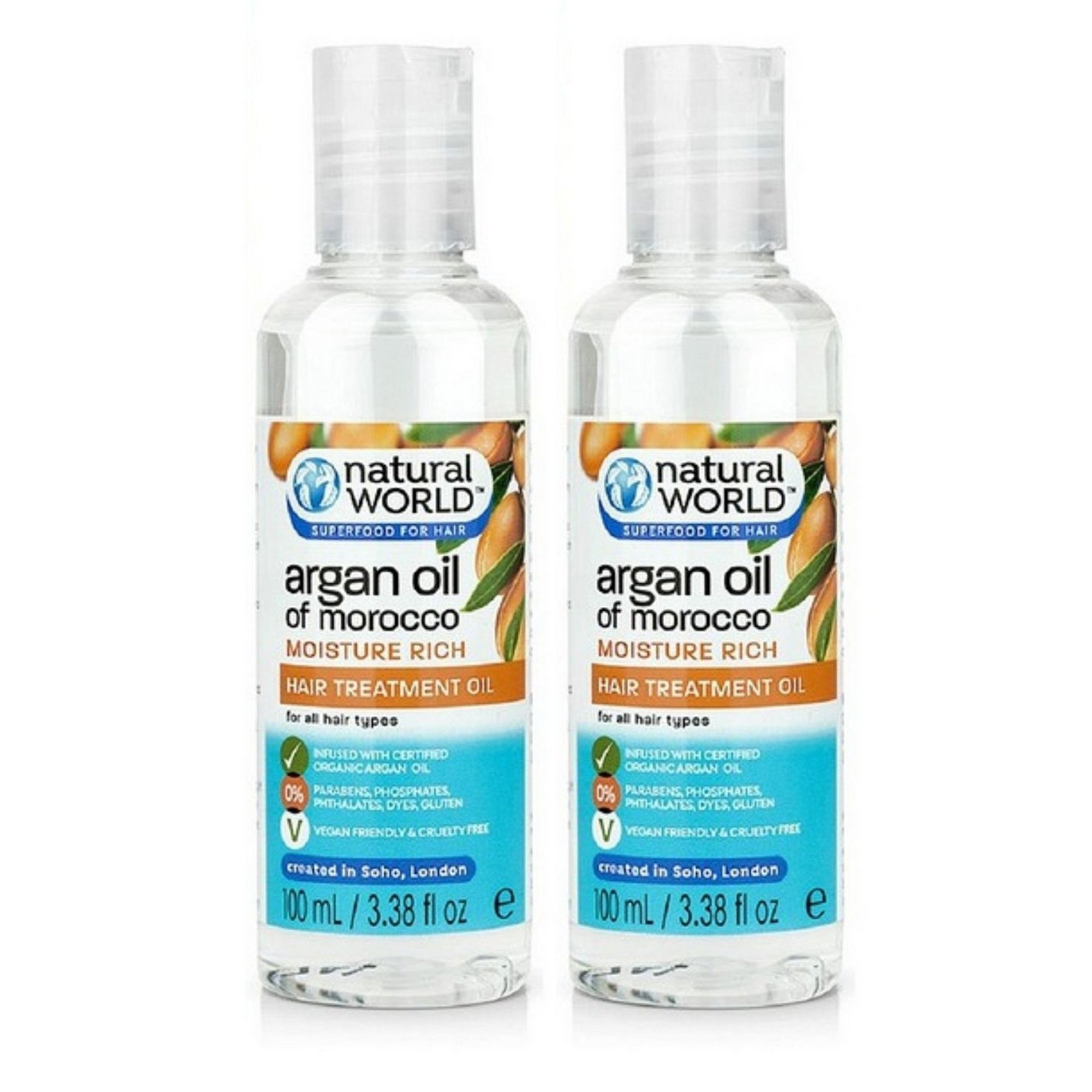 Natural World Argan Oil of Morocco Hair Treatment Twin Pack
