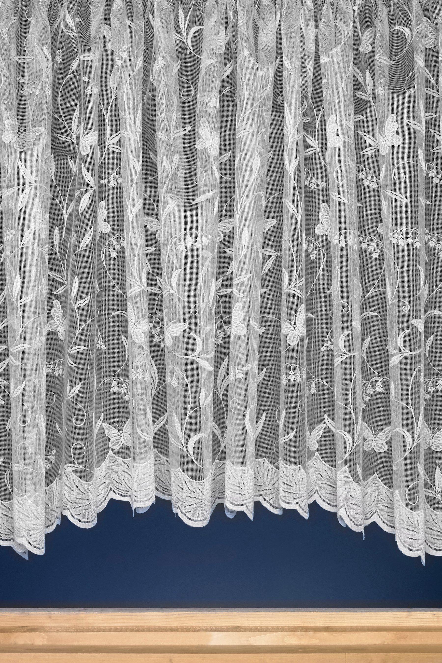 Hawaii Butterfly White Jardiniere Window Net Curtain Drapes 