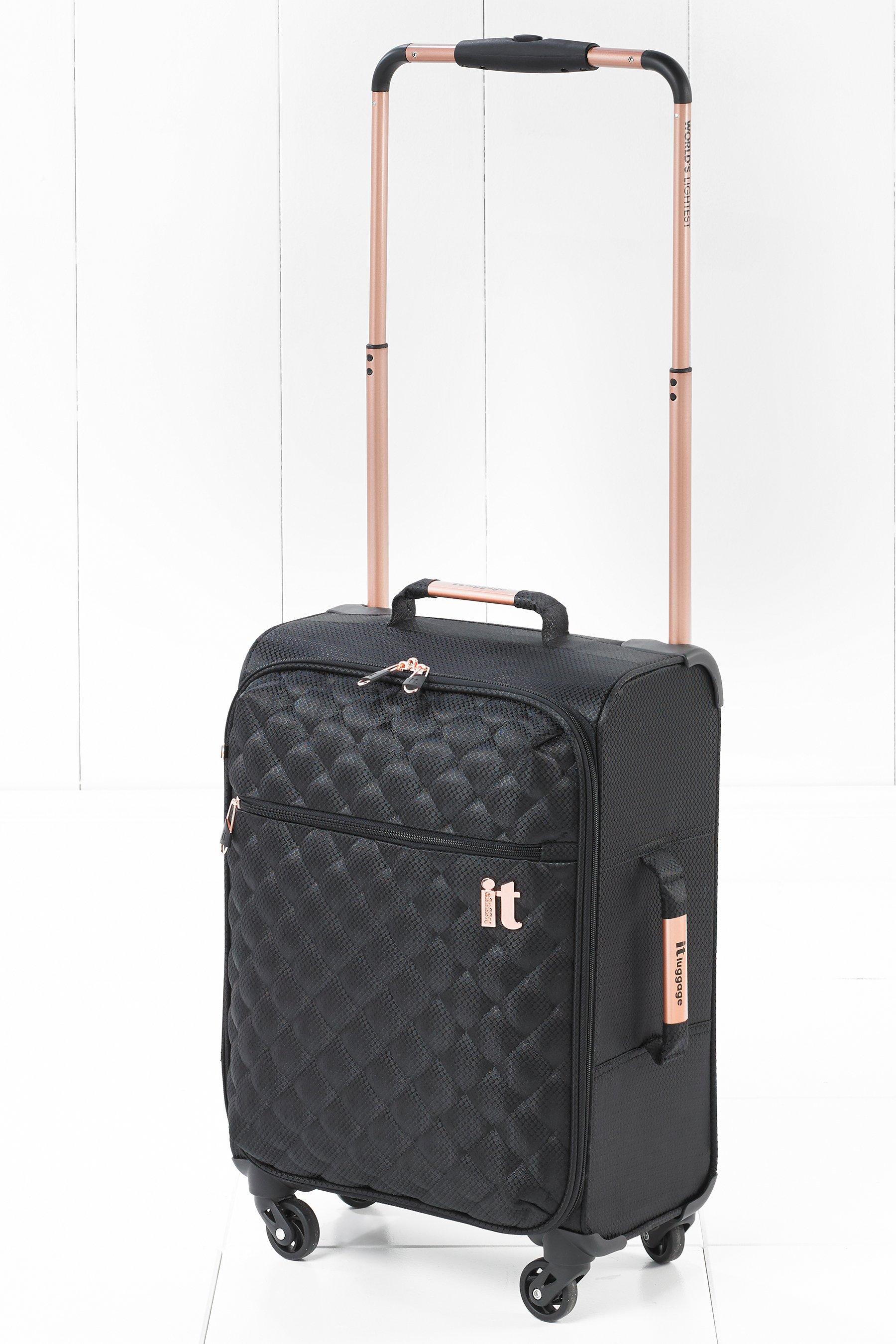 black quilted suitcase