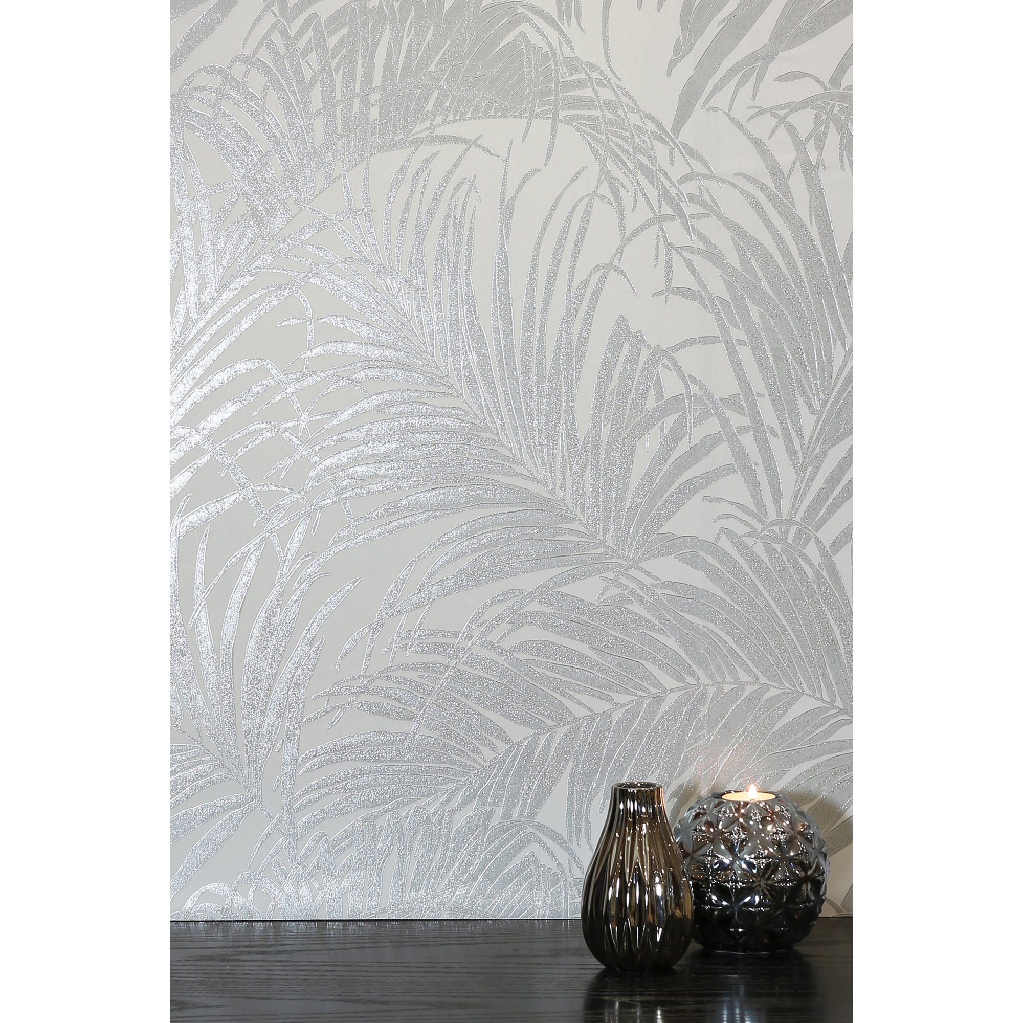 Image of Arthouse Luxe Palm Kiss Foil Wallpaper