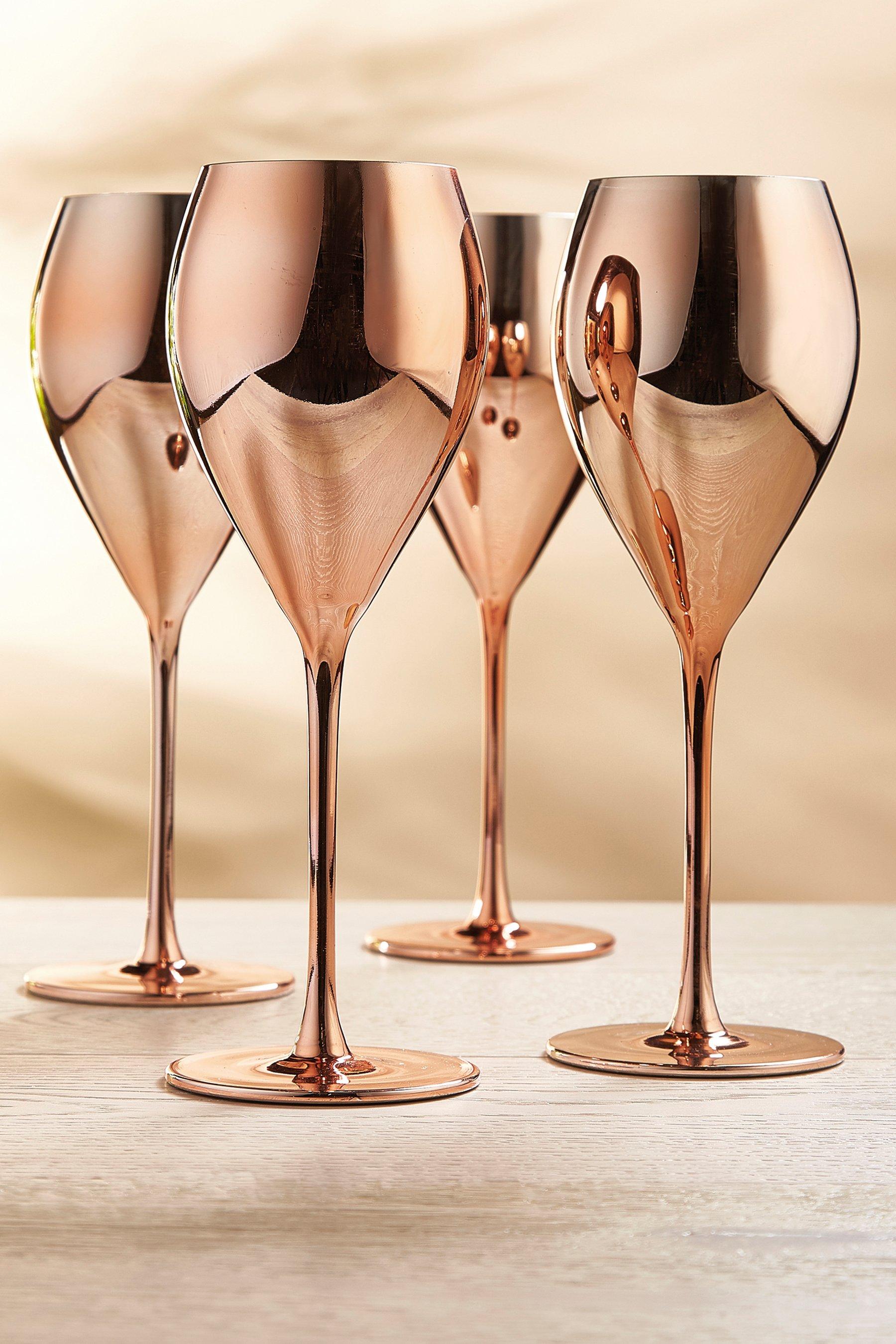 Rose Gold JUSTSPARKLE NEW Deco Glamour Ombre Wine Glasses 4pk 
