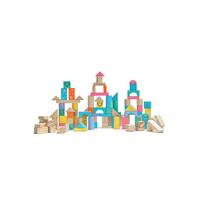 Image of 100 Piece Wooden Pink Blocks with Shape Sorter Lid