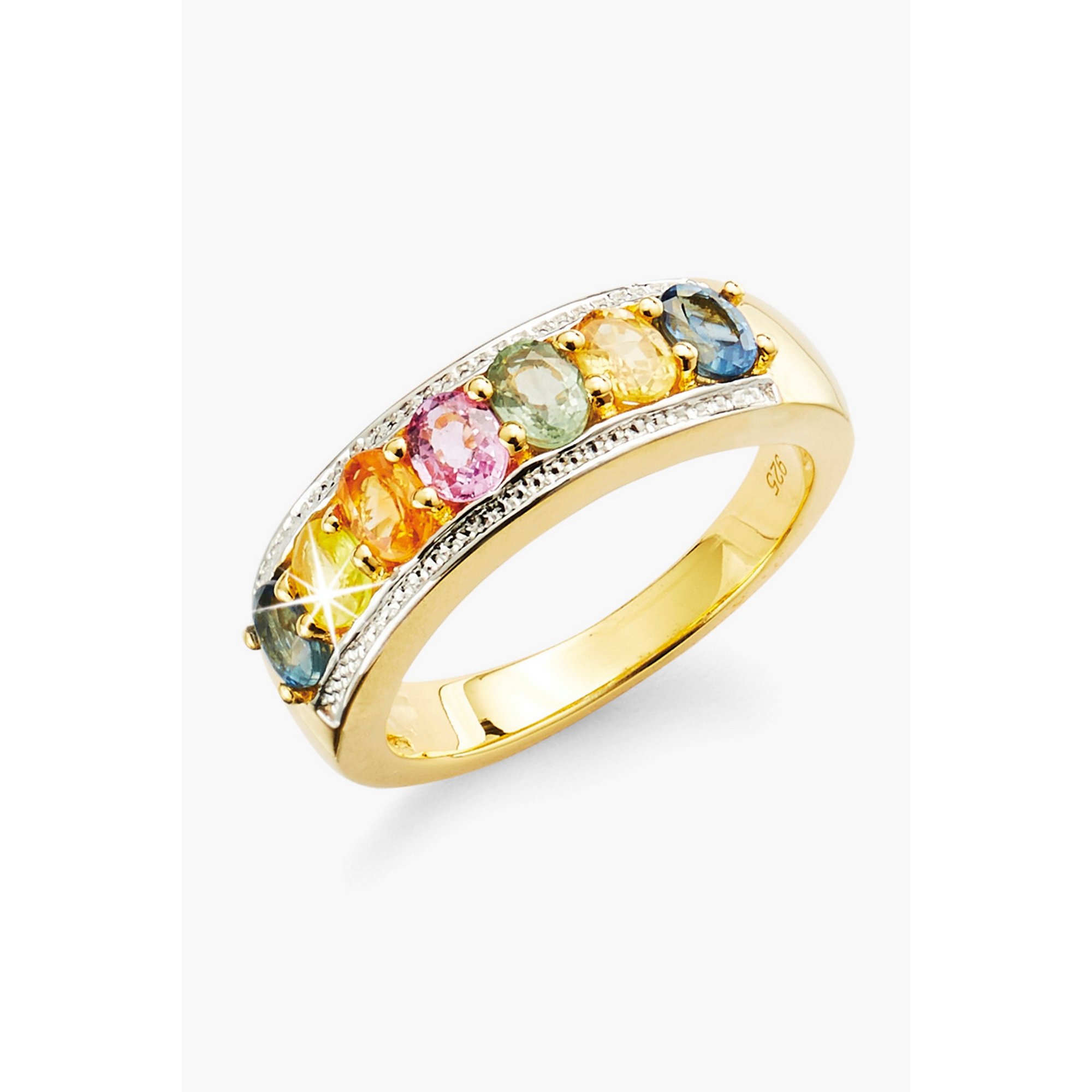 Gold Plated Sterling Silver 1.25ct Sapphire 1/2 Eternity Ring