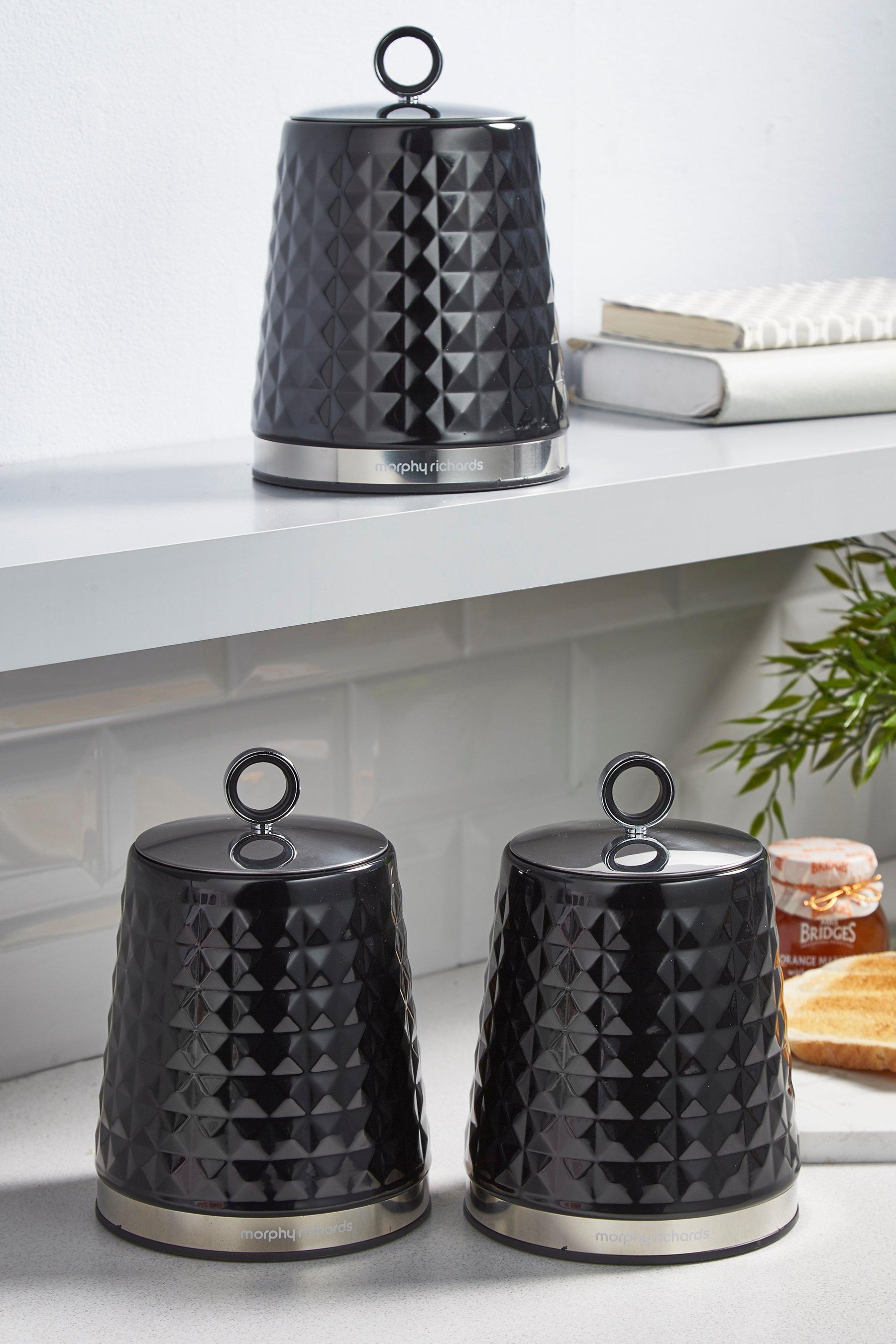 morphy richards tea coffee sugar canisters black