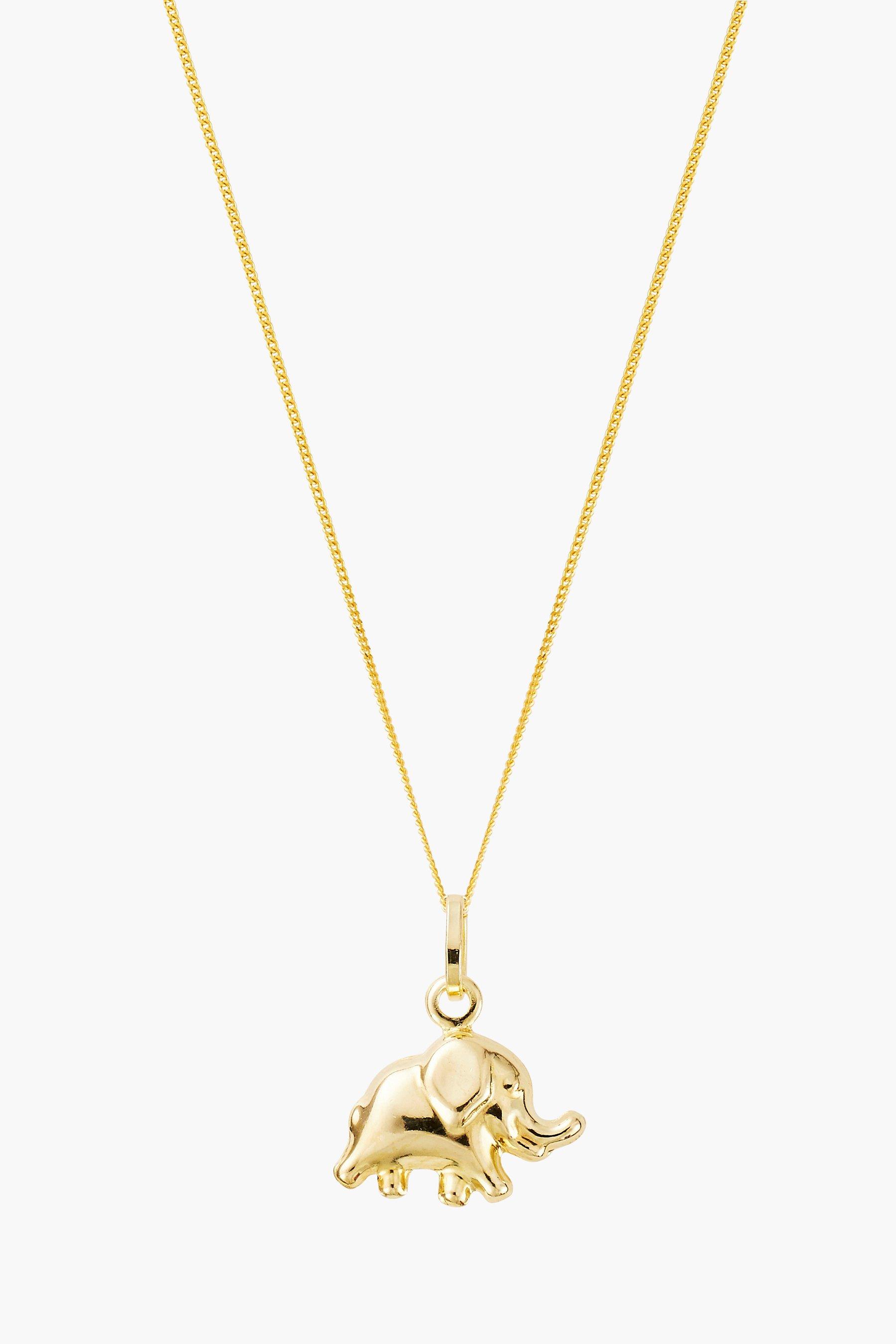9ct Gold Mini Elephant Pendant Necklace 