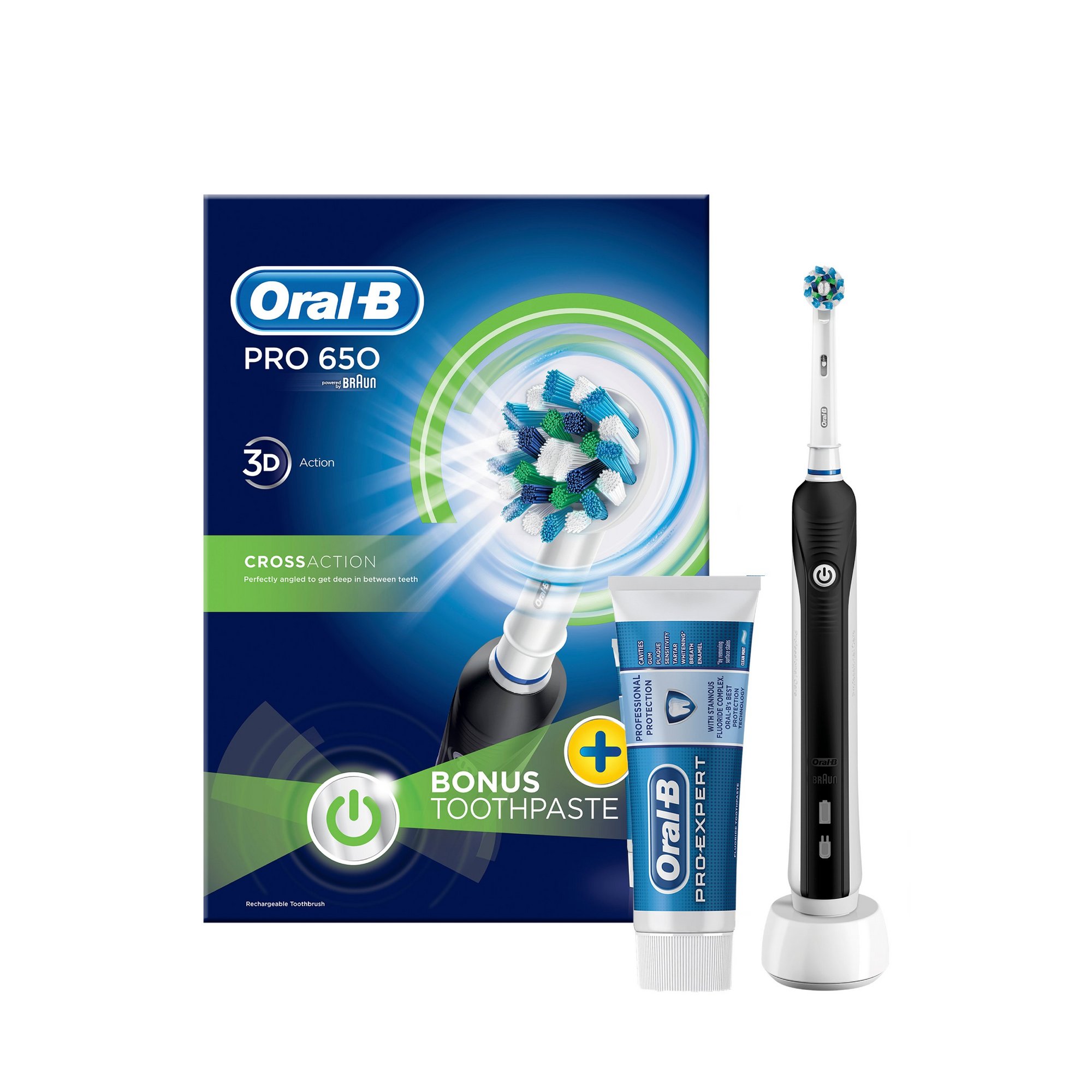 Oral B Pro650 Rechargeable Toothbrush with Toothpaste