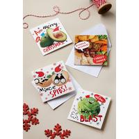 Image of Pack of 20 Food Puns Mini Christmas Cards
