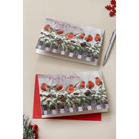 Image of Pack of 10 Luxury Robins on a Fence Christmas Cards