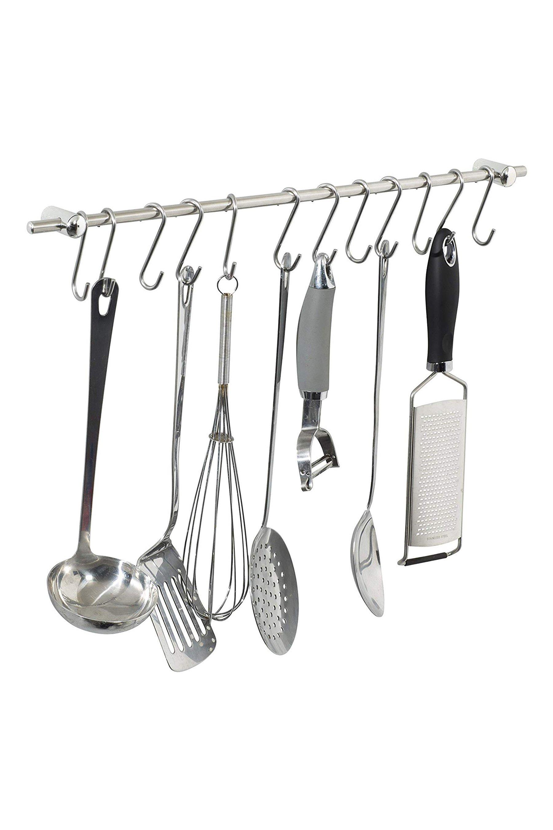 13 Piece Kitchen Utensil Gadgets Stainless Steel Set Christmas Gift incWall Rack