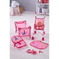Image of Bambolina Doll Set with Stroller Bouncer and Travel Cot