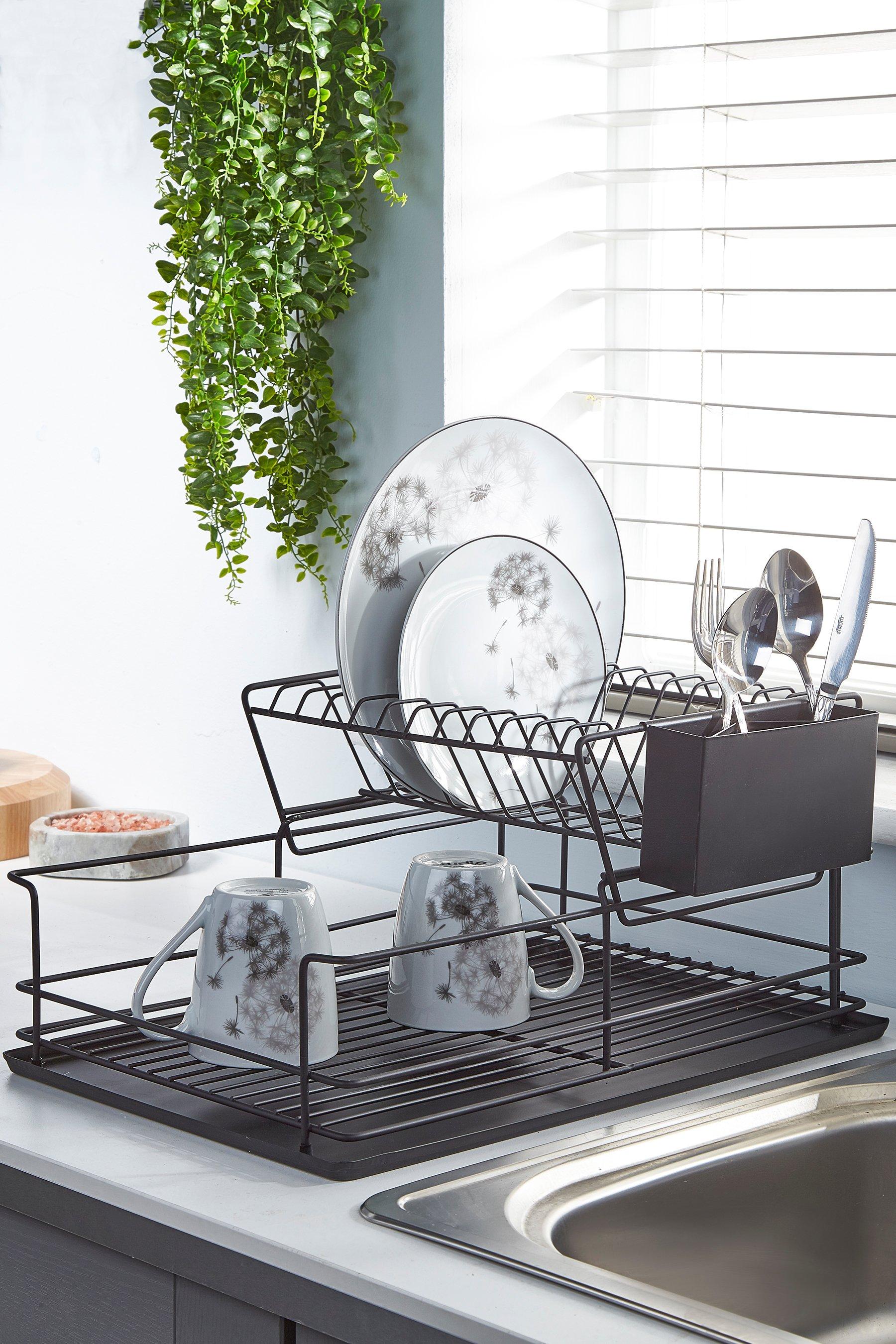 NEX 38 Black 2 Tier Stainless Steel Over The Sink Dish Drying Rack | 12 x 26 x 38 | Michaels
