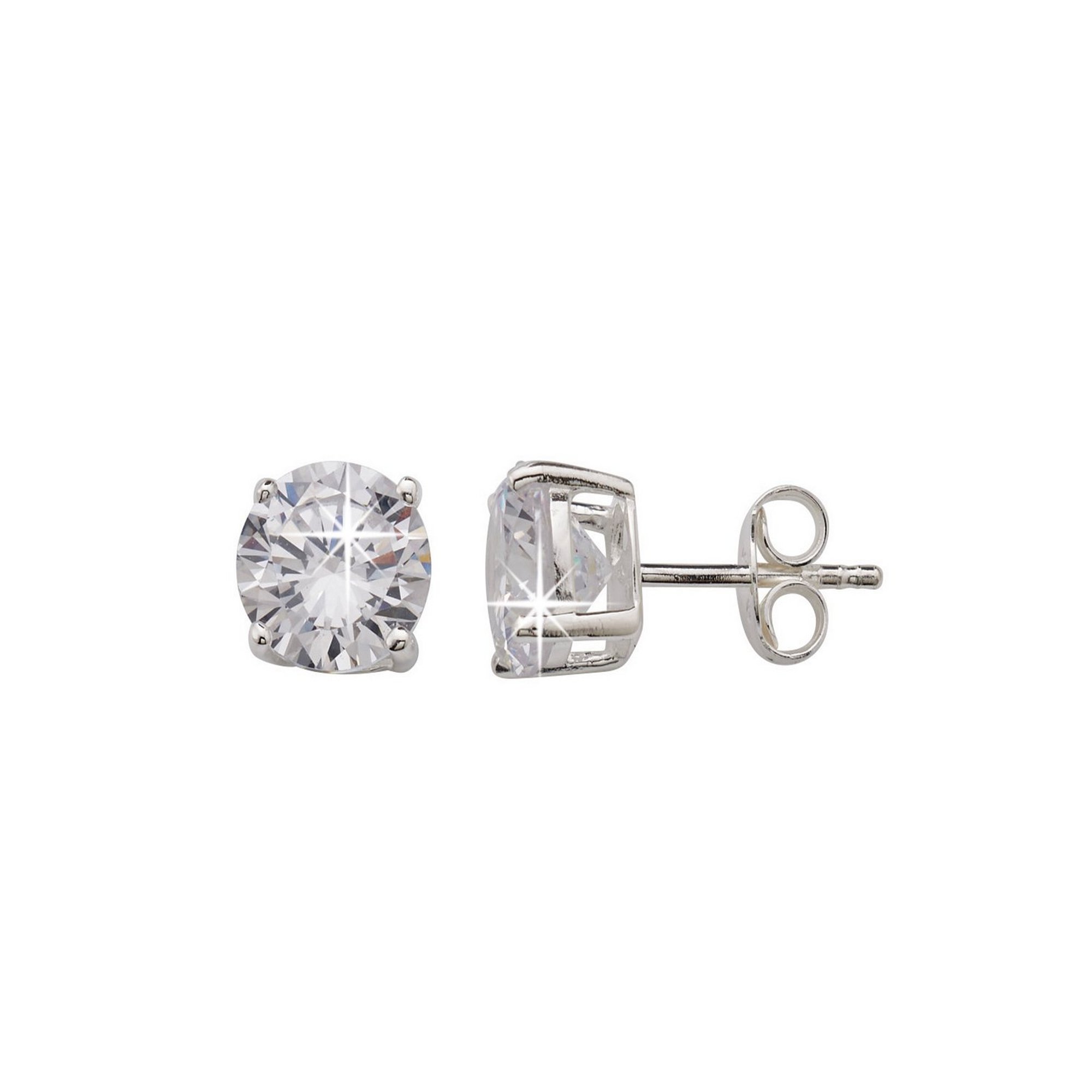 Sterling Silver 7mm Round CZ Earrings