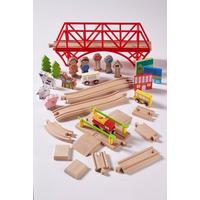 Image of 30-Piece Wooden Train Accessory Set