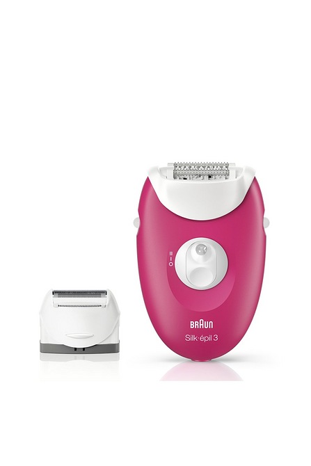 Braun Silk Epil 3 Raspberry Mains Epilator With Lady Shave Head Studio