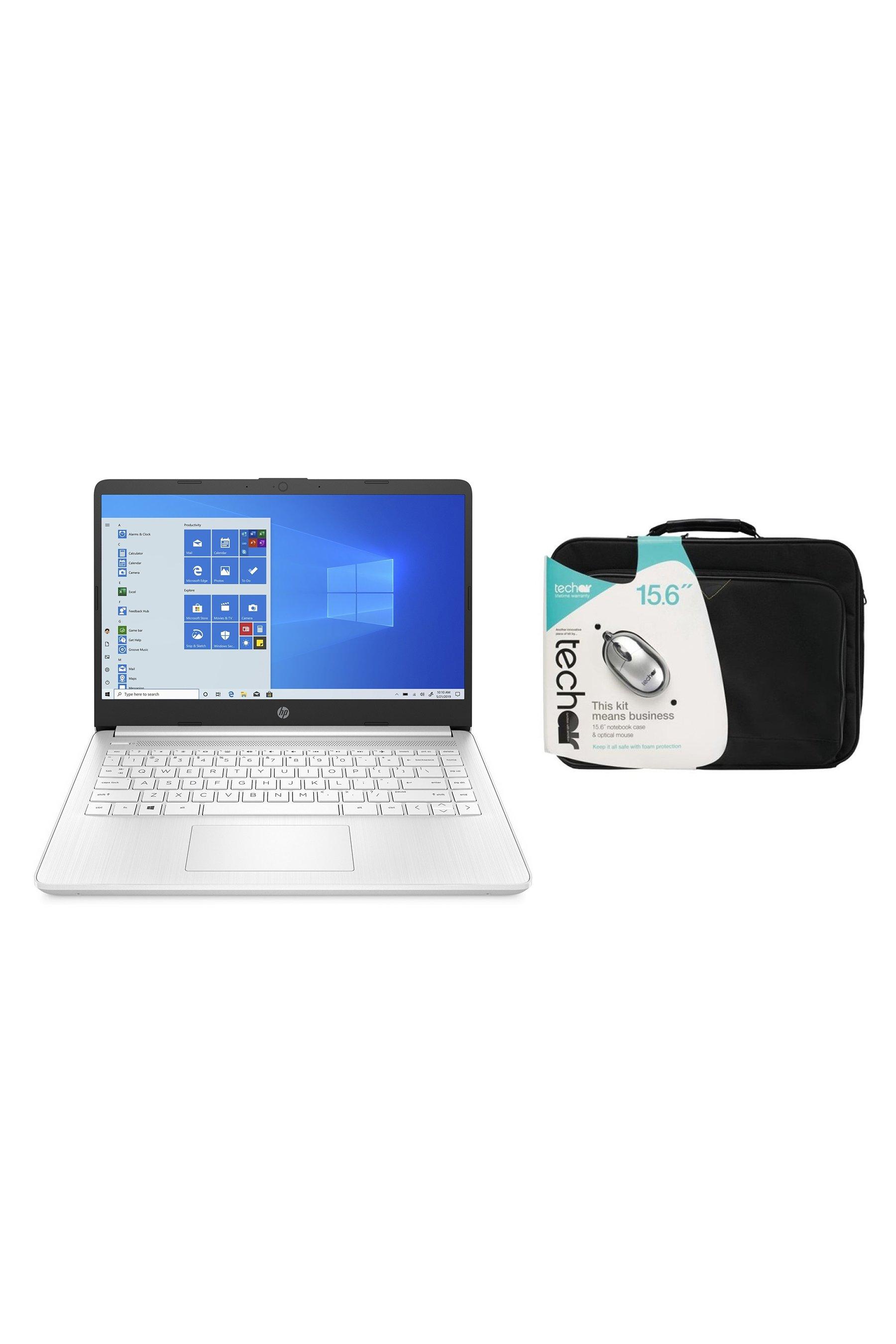 hp 14s-fq0017 amd 64gb windows 10 laptop and case bundle - white
