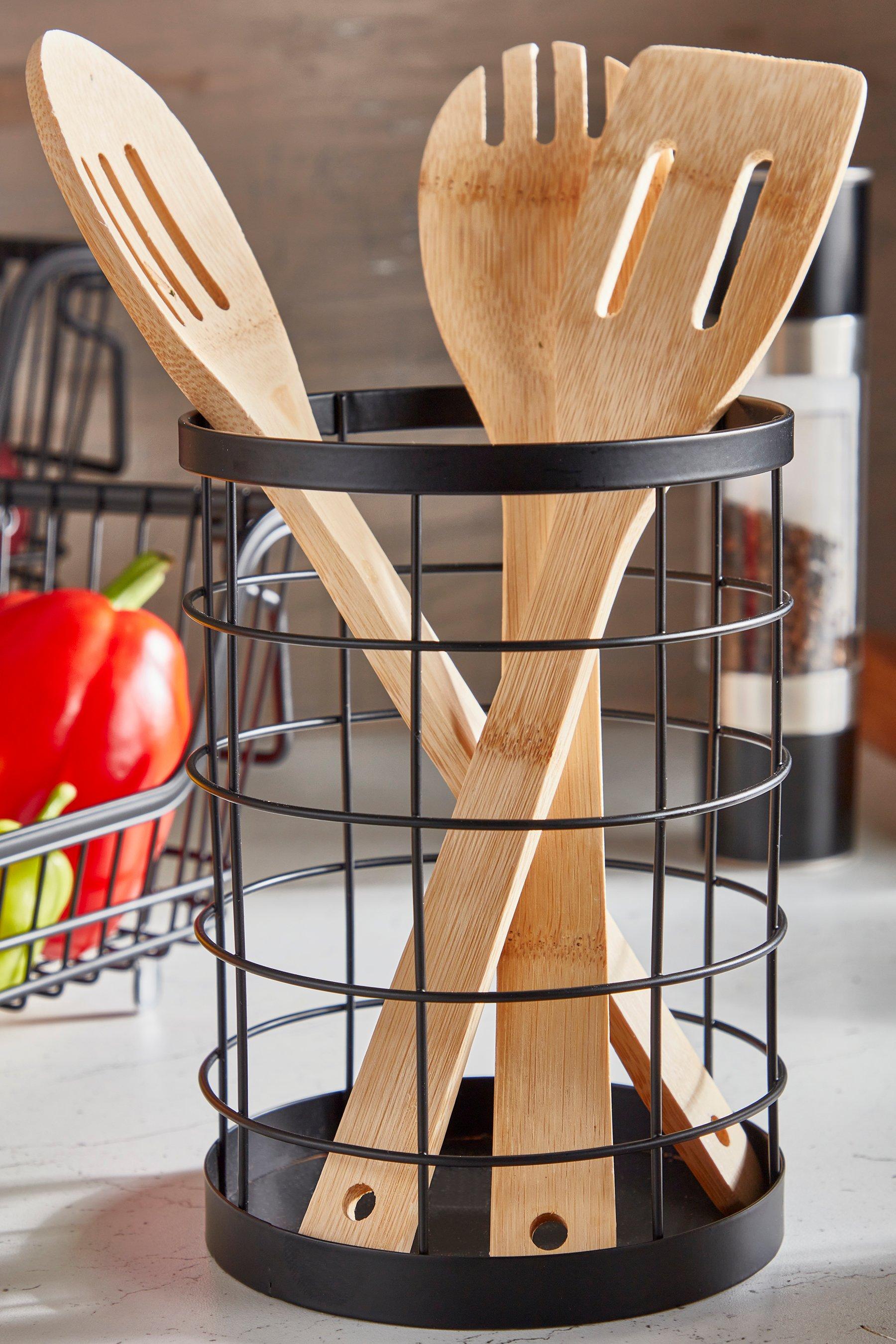 Homelife Black Metal Utensil Holder