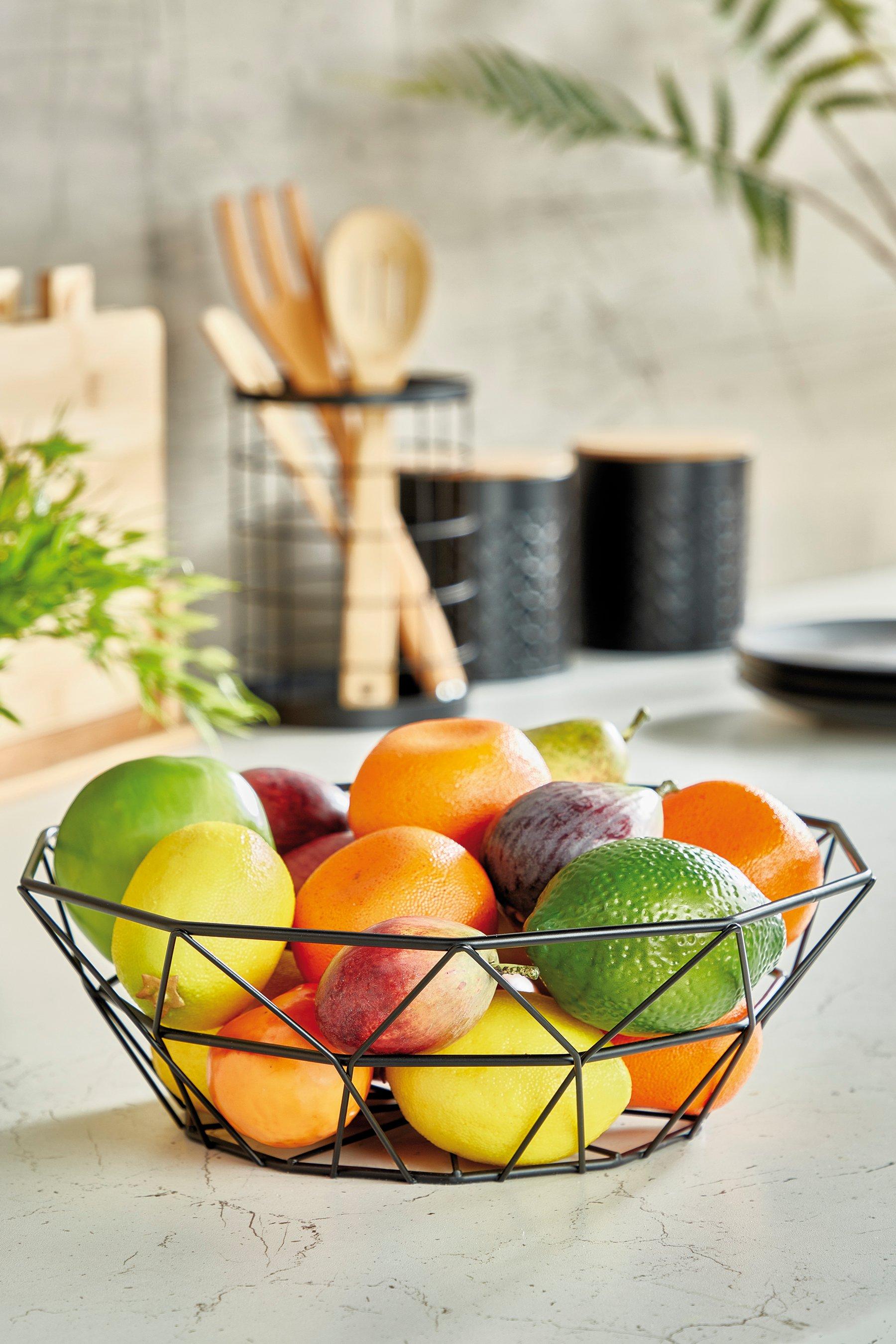 Homelife Black Metal Geo Fruit Basket