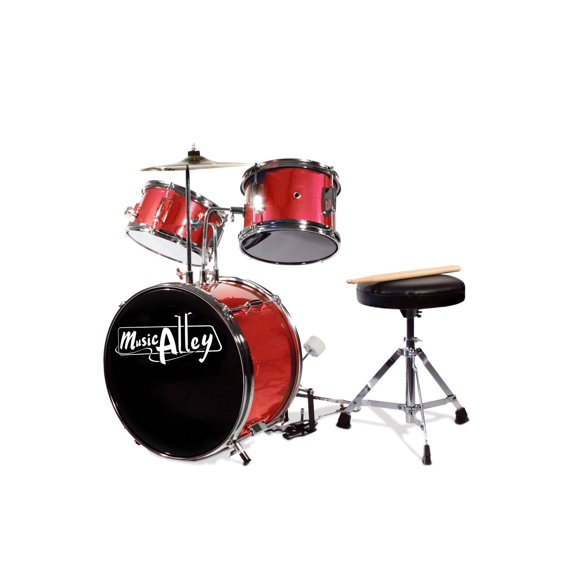Music Alley Music Alley Junior Drum Kit with Stool and Drum Sticks | Red