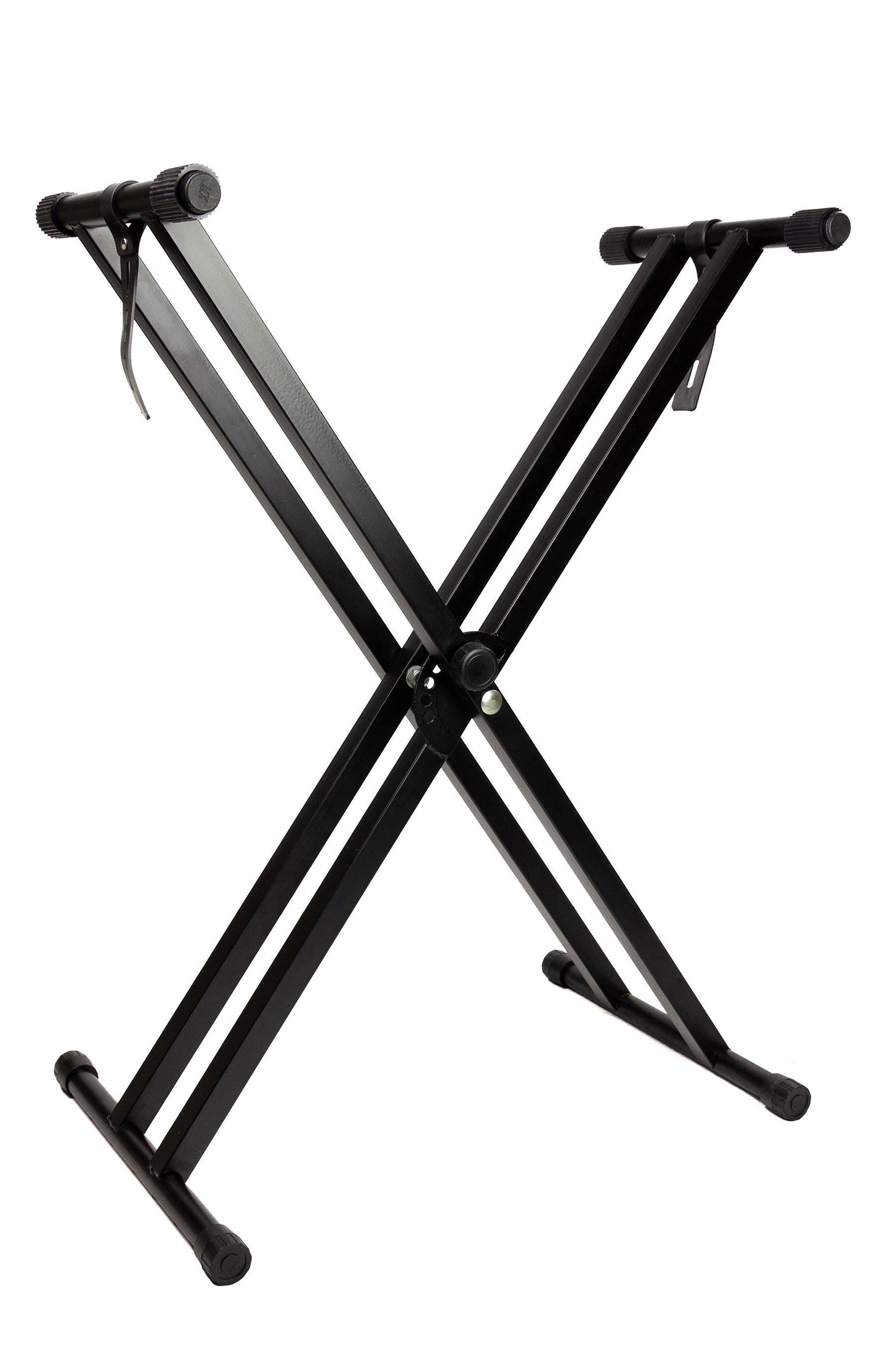 RockJam Doublebraced Keyboard Stand with Locking Straps | Studio