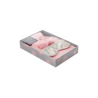 Faux Fur 2L Hot Water Bottle Pink with Cream Eye Mask