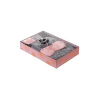 Faux Fur Hot Water Bottle and Satin Eye Mask- Grey