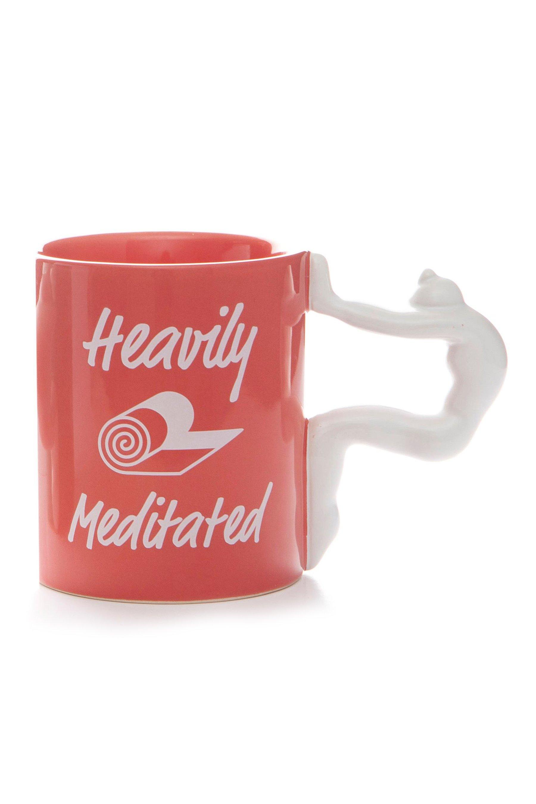 Yoga Mug - Heavily Meditated - Pink - Ceramic