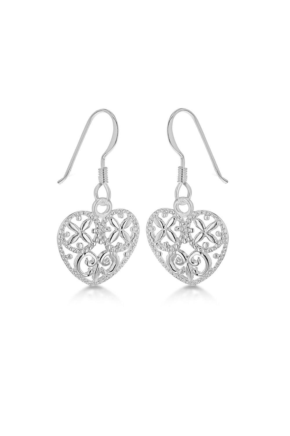 Sterling Silver Filigree Heart Drop 
