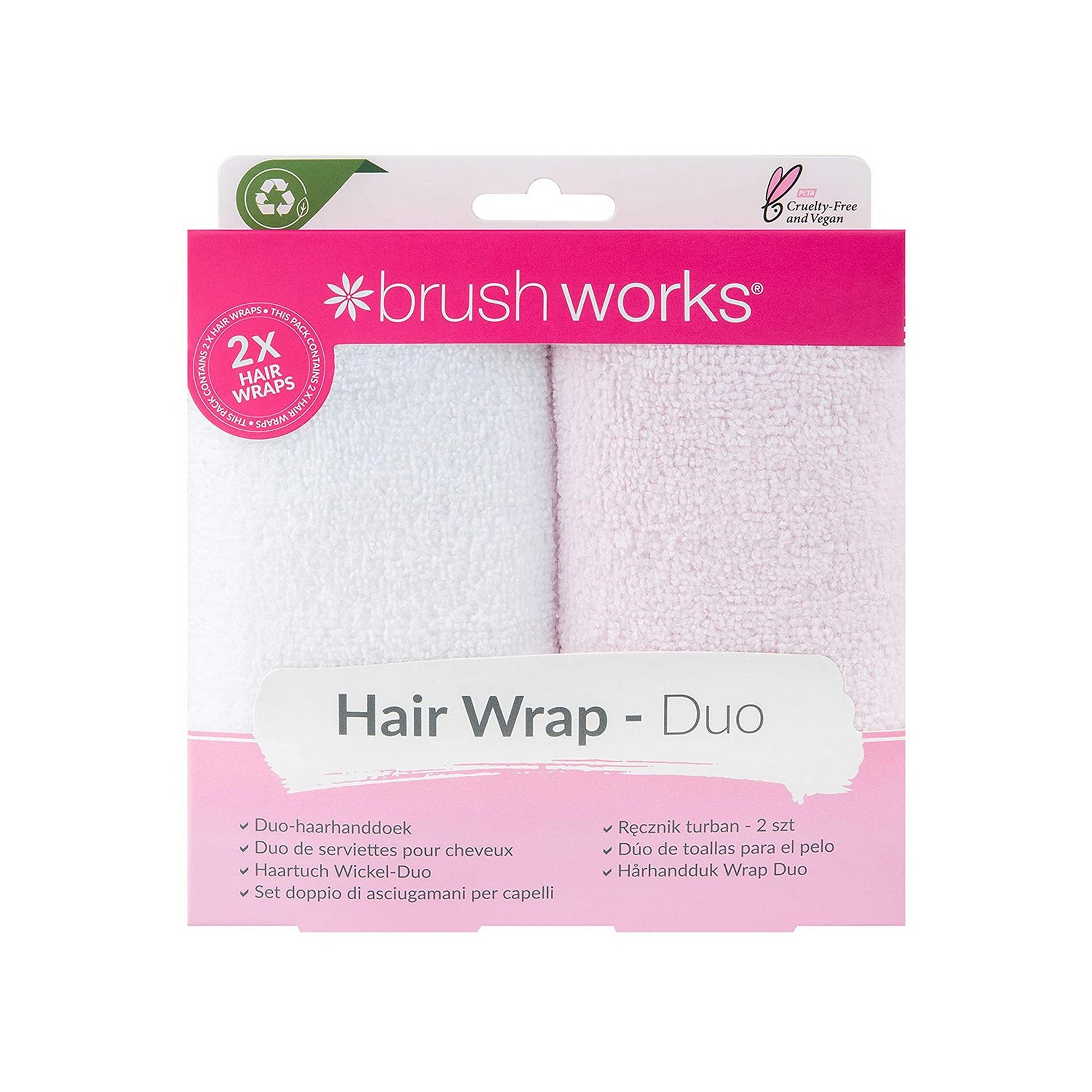 Pack of 2 Brushworks Hair Towel Wrap