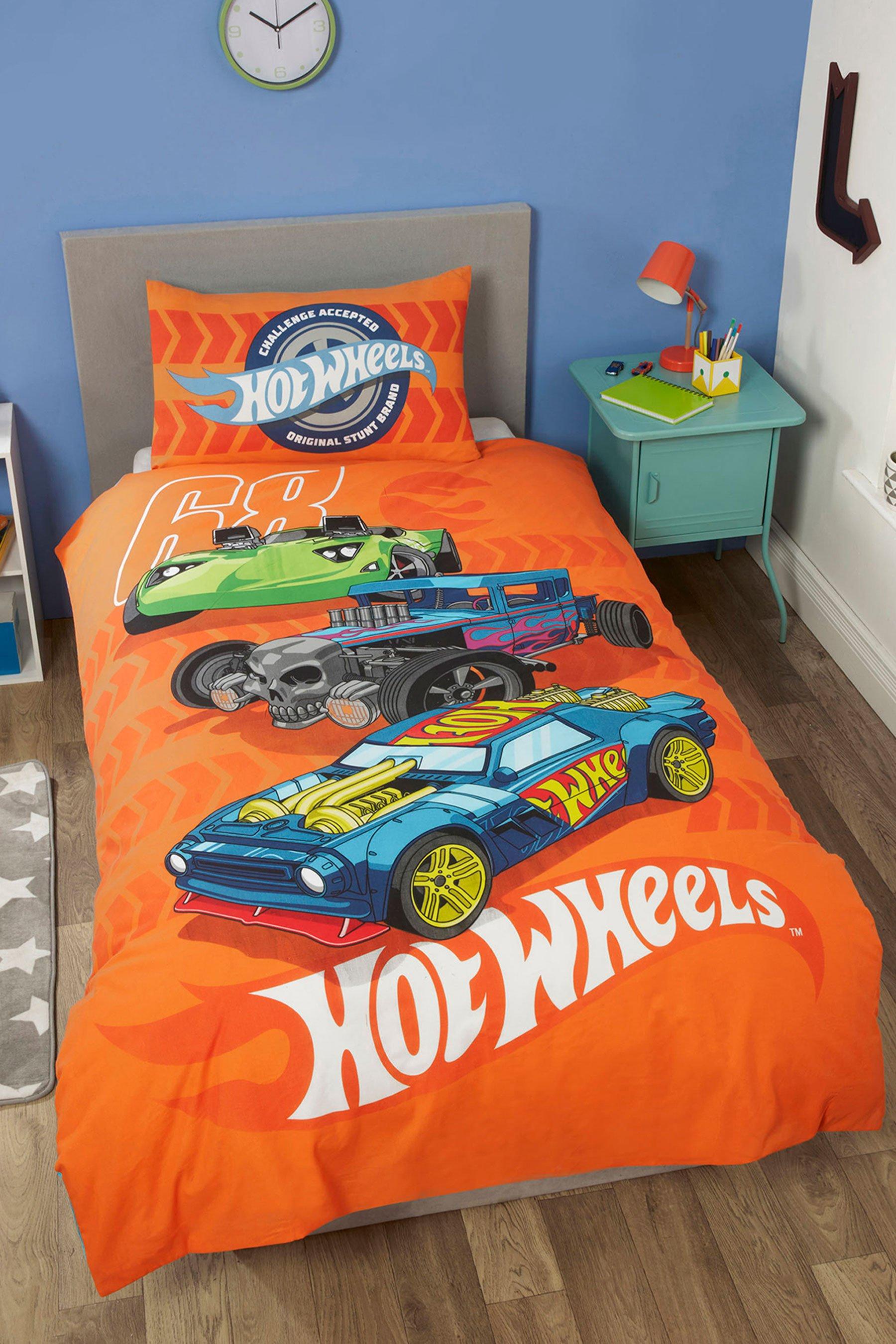 Hot Wheels Reversible Single Bed Duvet Cover and Pillow Set for Kids