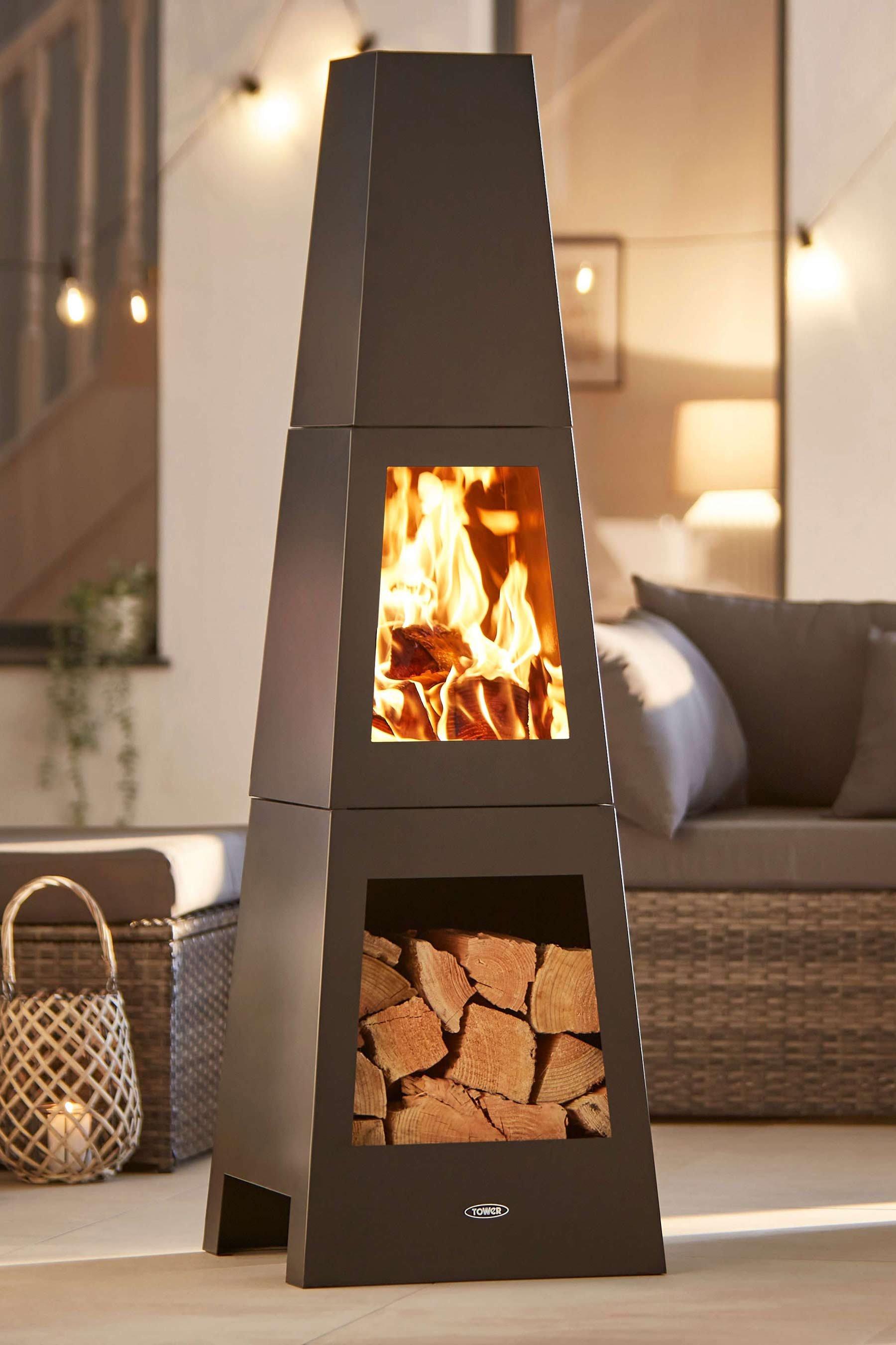 Tower Chiminea with Wood Storage | Studio
