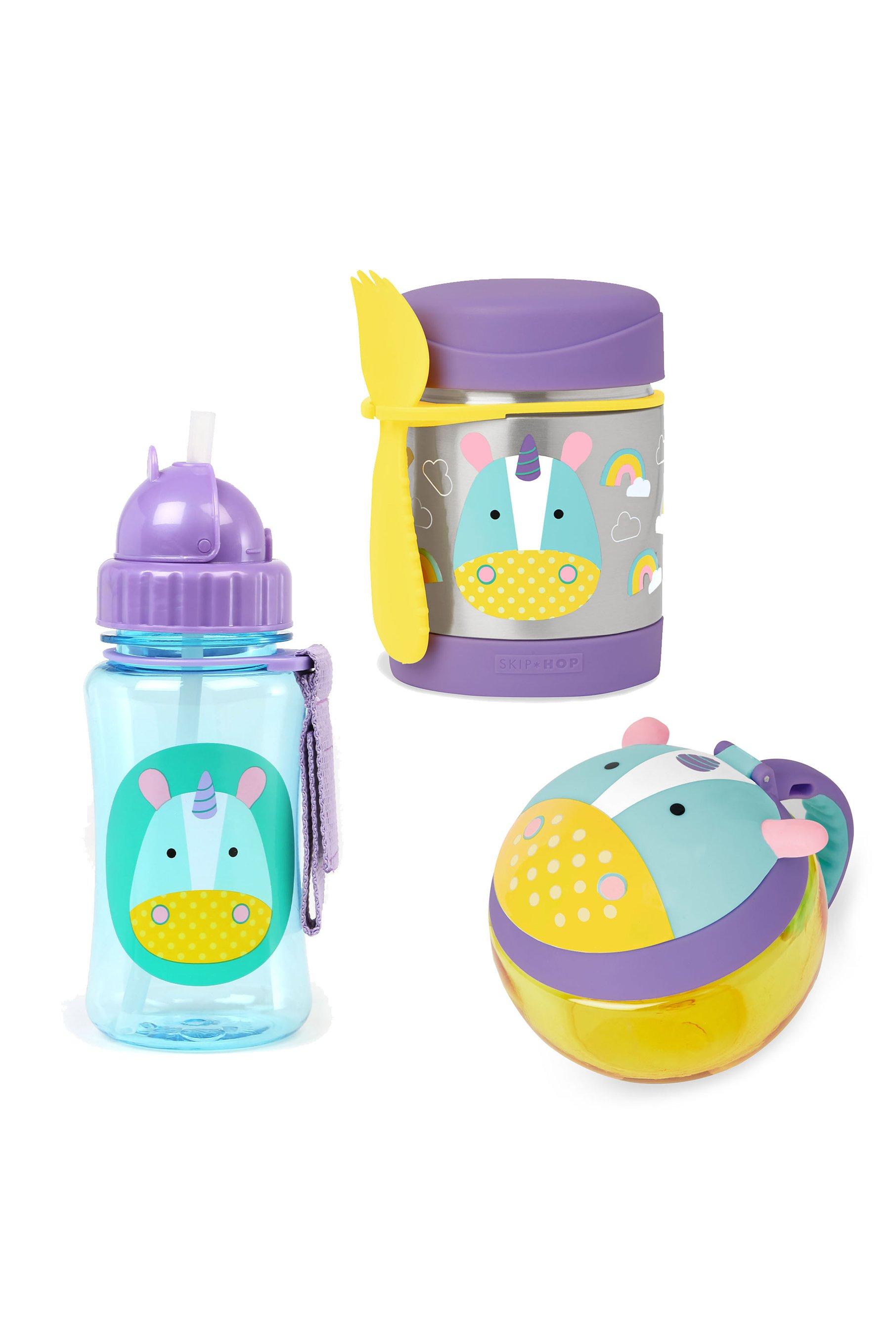 Skip Hop Zoo Stainless Steel Straw Bottle - Unicorn - 12oz