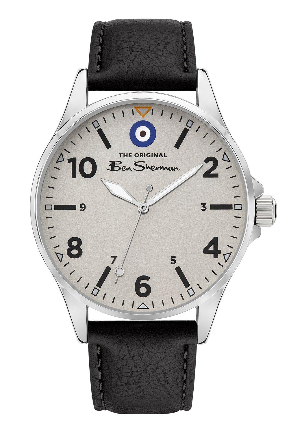 ben sherman black pu strap watch with grey dial - polyurethane (pu)