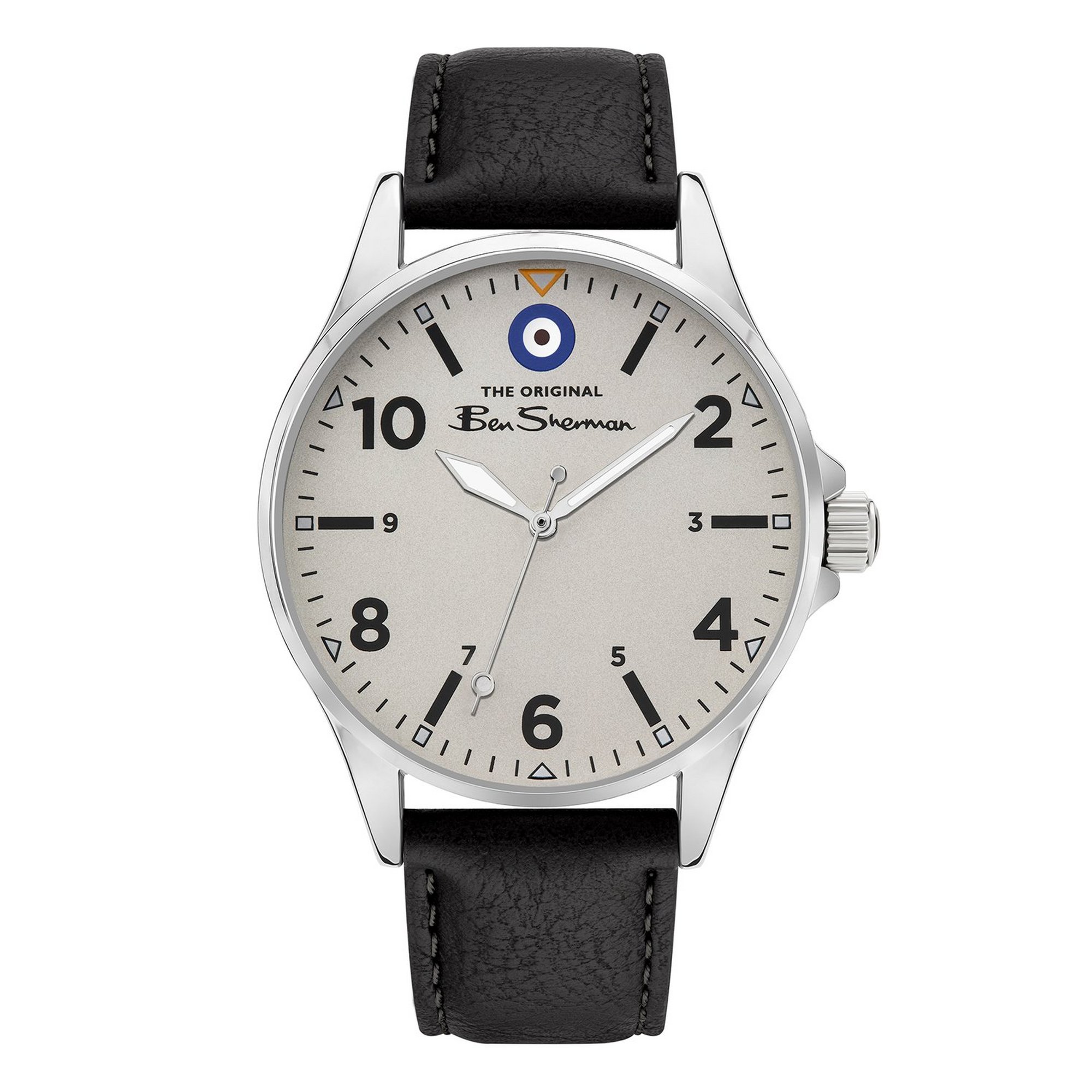ben sherman black pu strap watch with grey dial