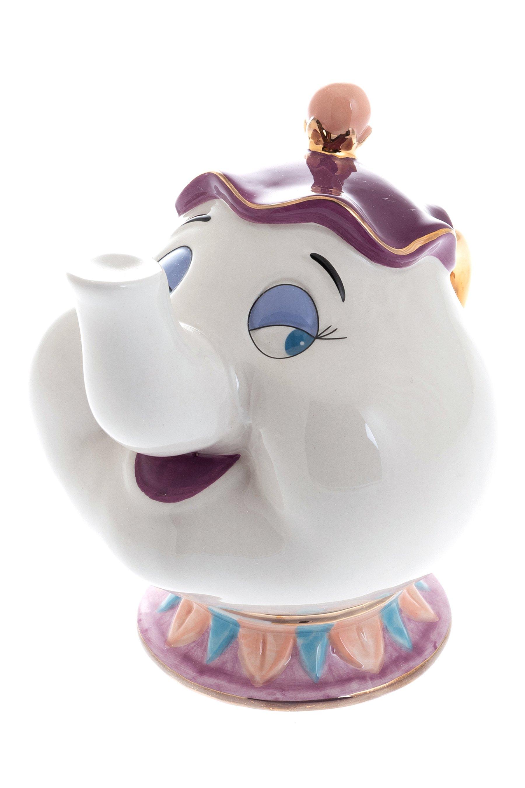 Disney Beauty and the Beast Mrs. Potts Teapot Set With 2 Chip Cups and  Saucers