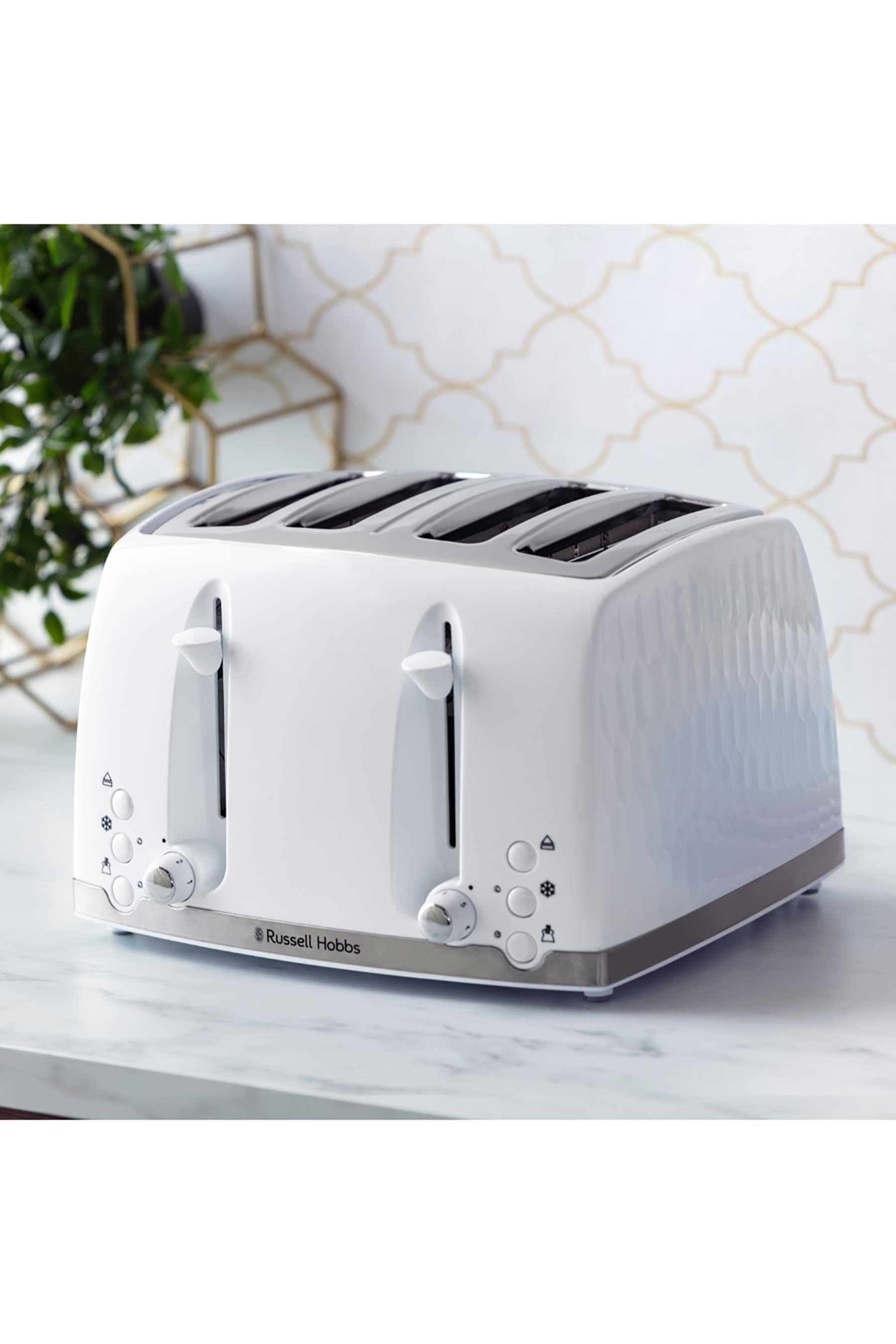 Russell Hobbs Honeycomb 2 Slice Toaster & Cordless Kettle Set white