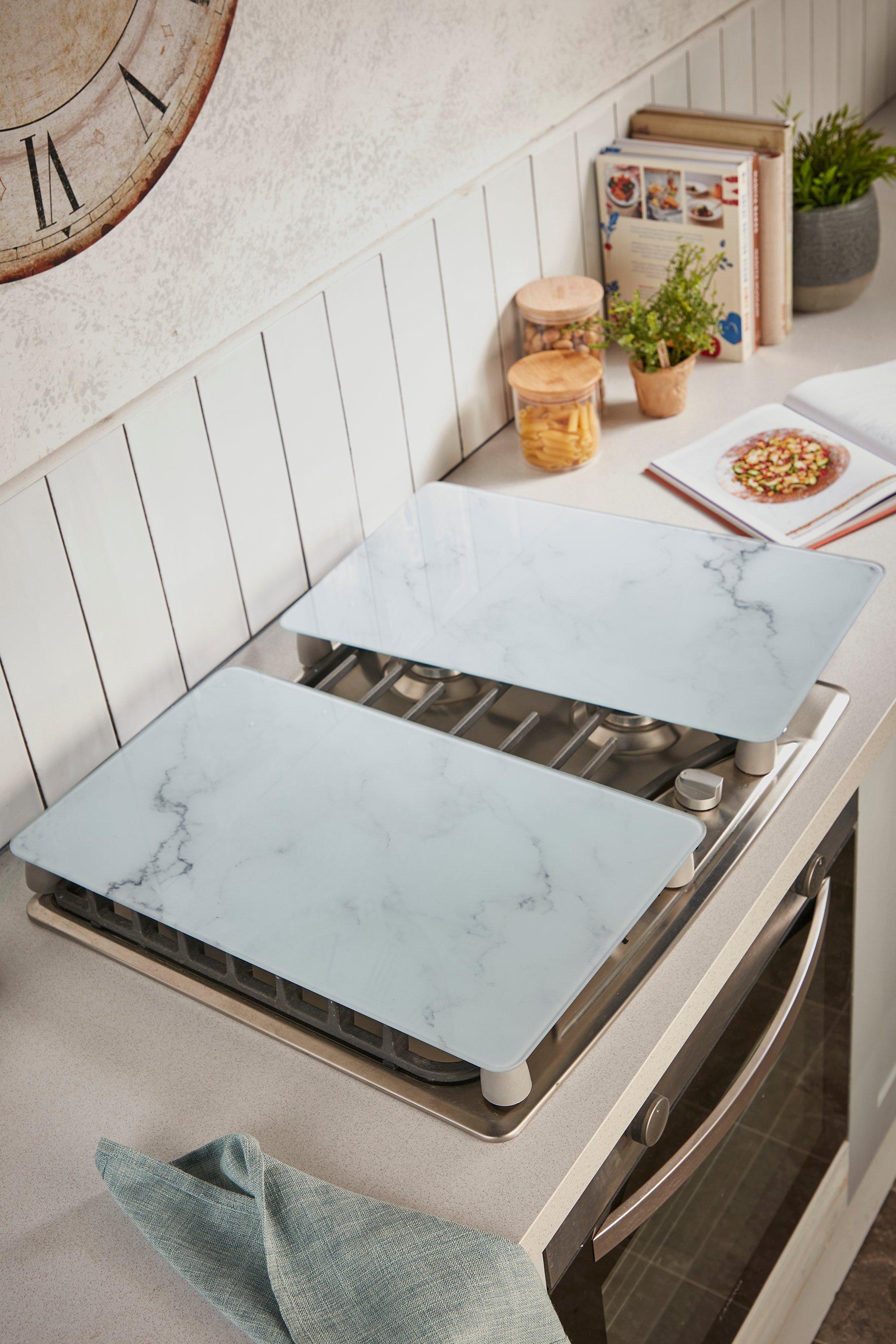 Homelife Set of 2 Marble Effect Hob Covers