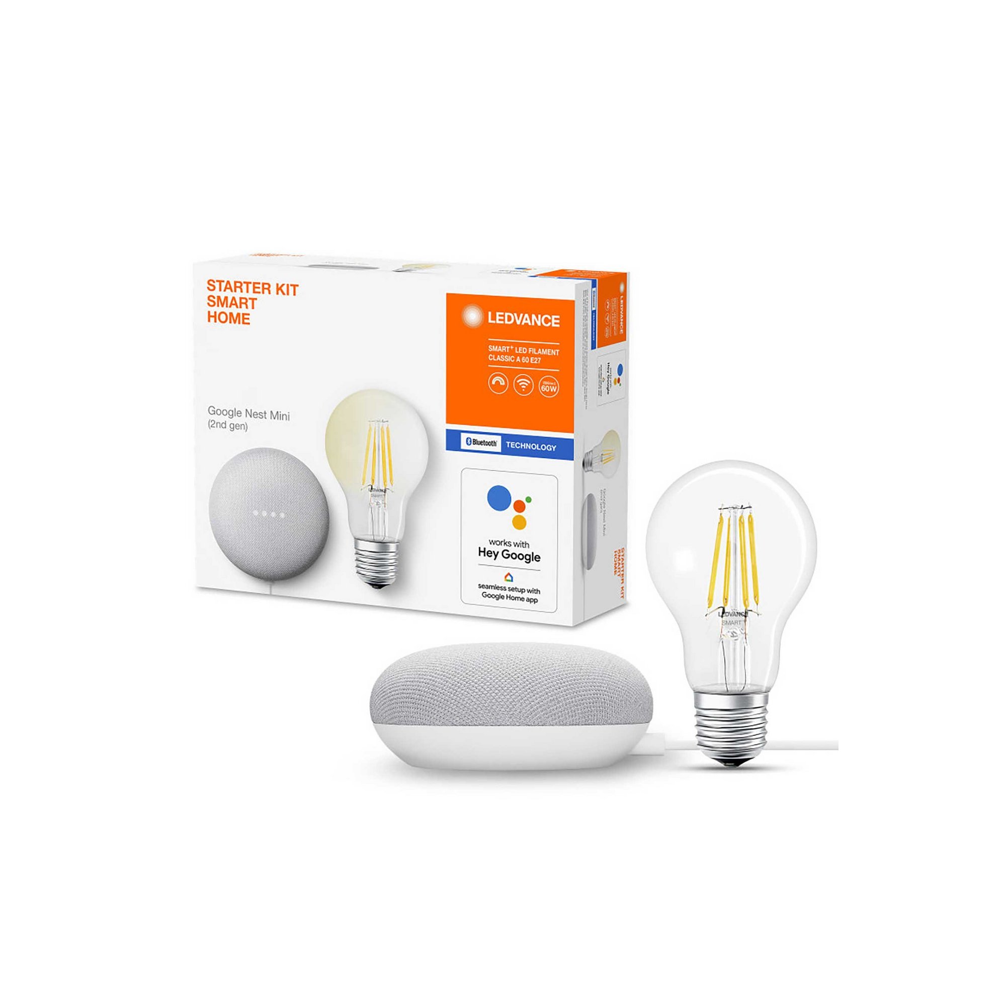 LEDVANCE Ledvance Smart+ Bluetooth E27 Filament Bulb with Google Nest Mini Kit