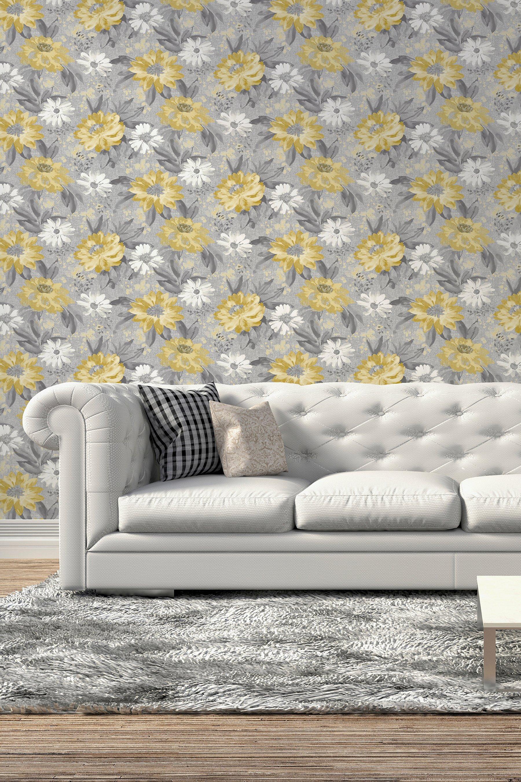 grey floral wallpaper design