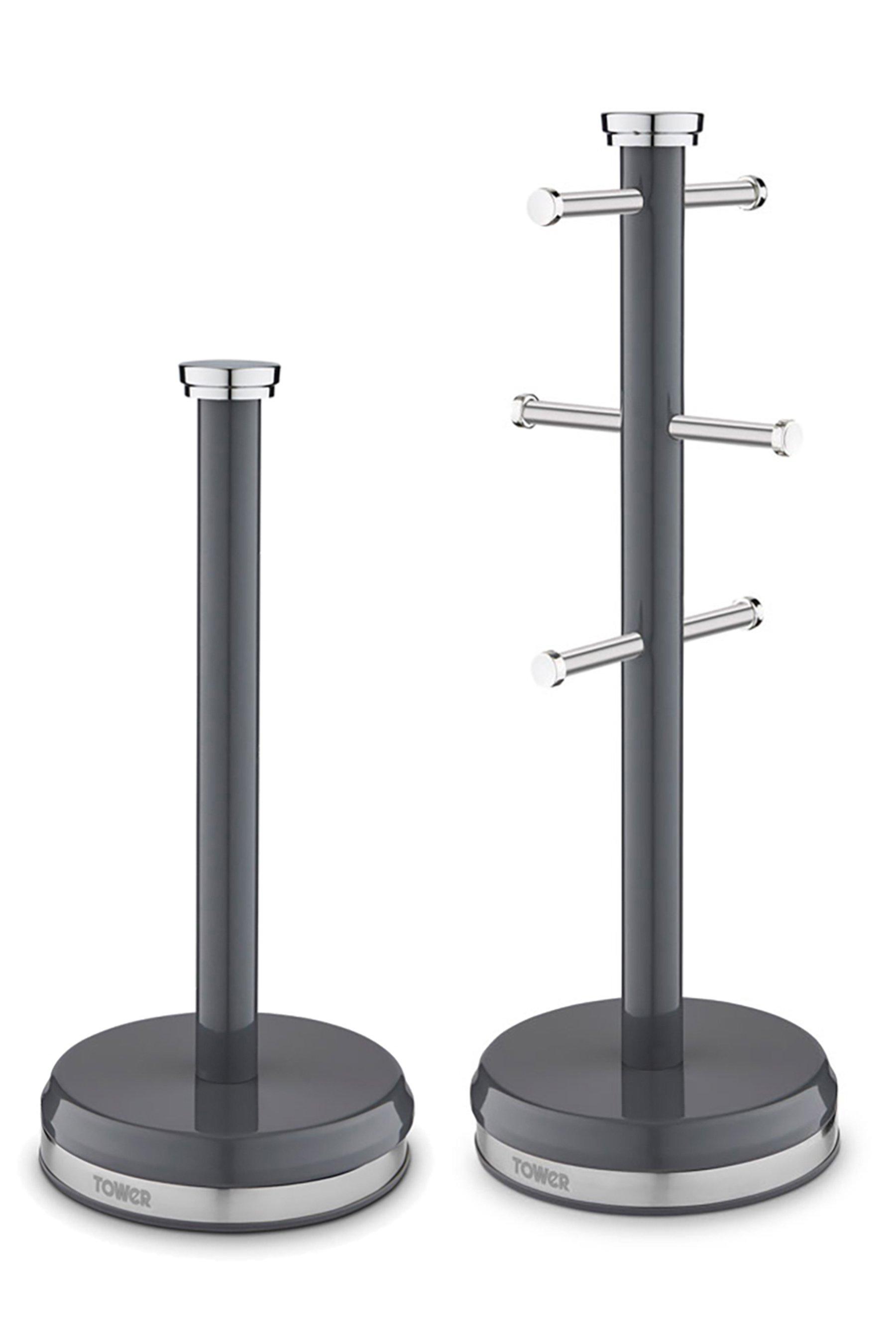 Tower Belle Mug Tree and Towel Pole Set - Grey - Stainless Steel