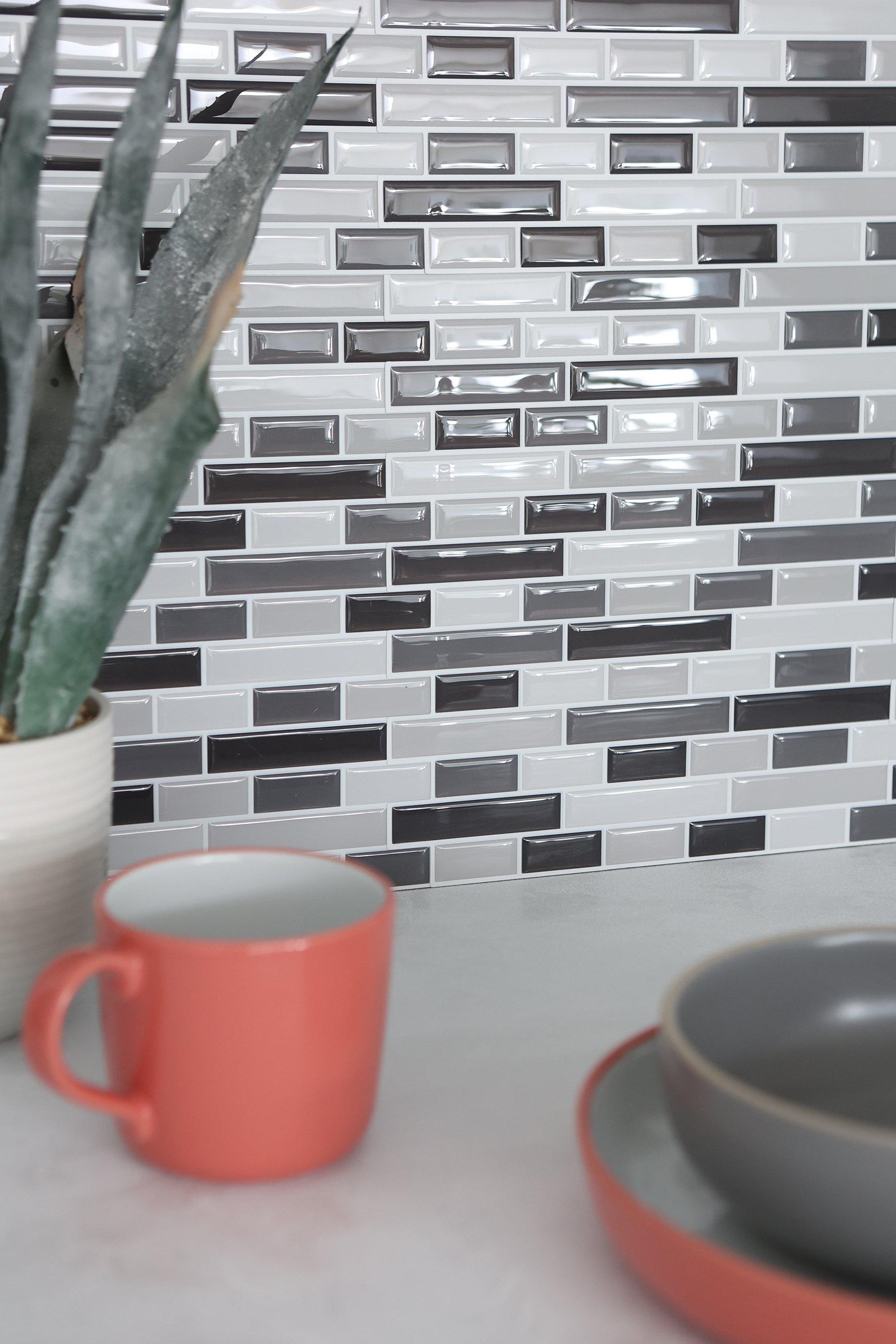 Pack Of 4 3D Smoked Glass Epoxy Wall Tile Stickers | Studio