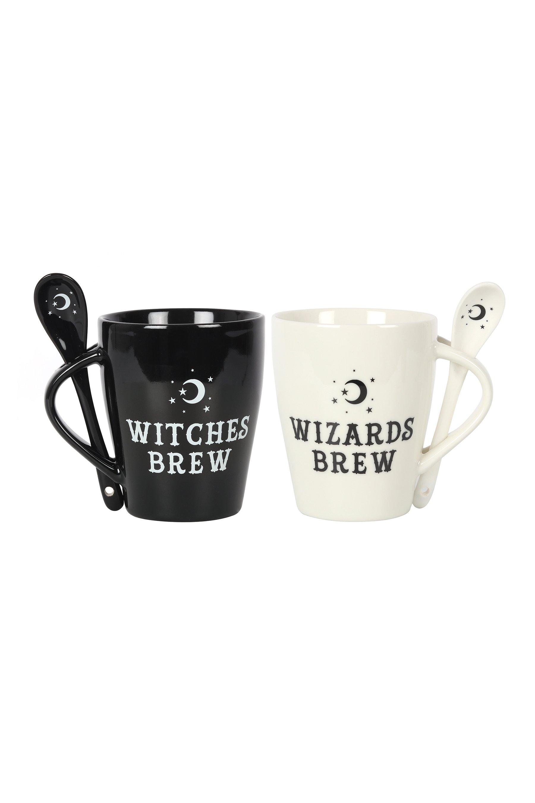 Witches and Wizards Couples Ceramic Mug and Spoon Set - White