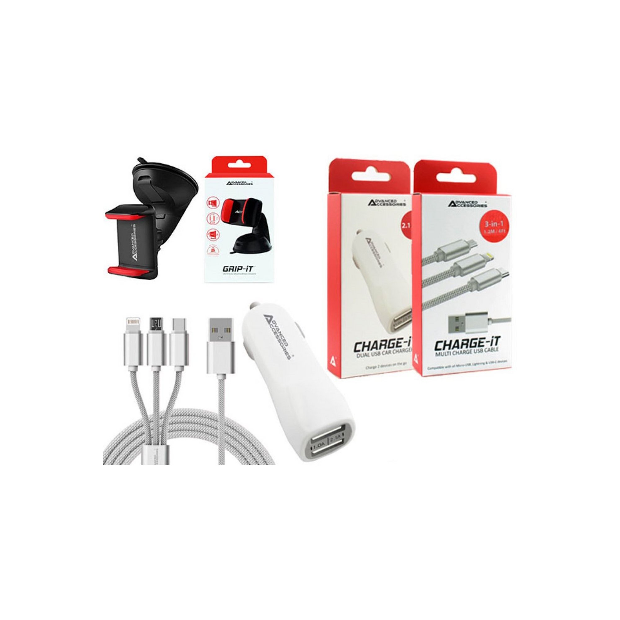 Advanced Accessories In Car Complete Bundle with Charger and Holder