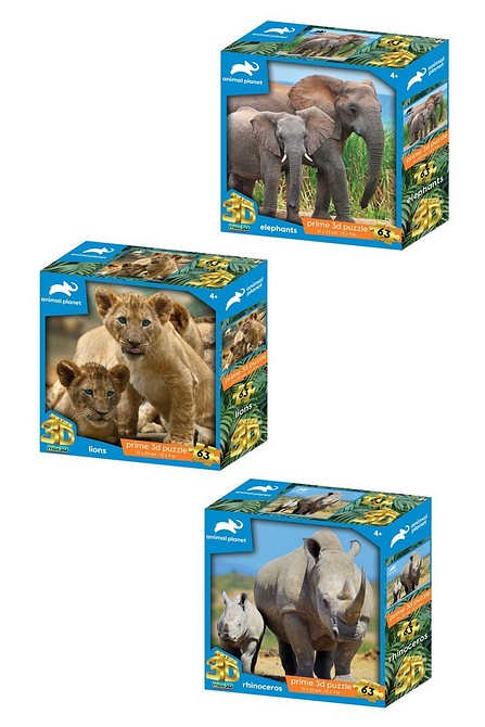 Animal Planet Afrian Lions, Elephants and Rhinoceros Jigsaw Puzzle Trio |  Studio