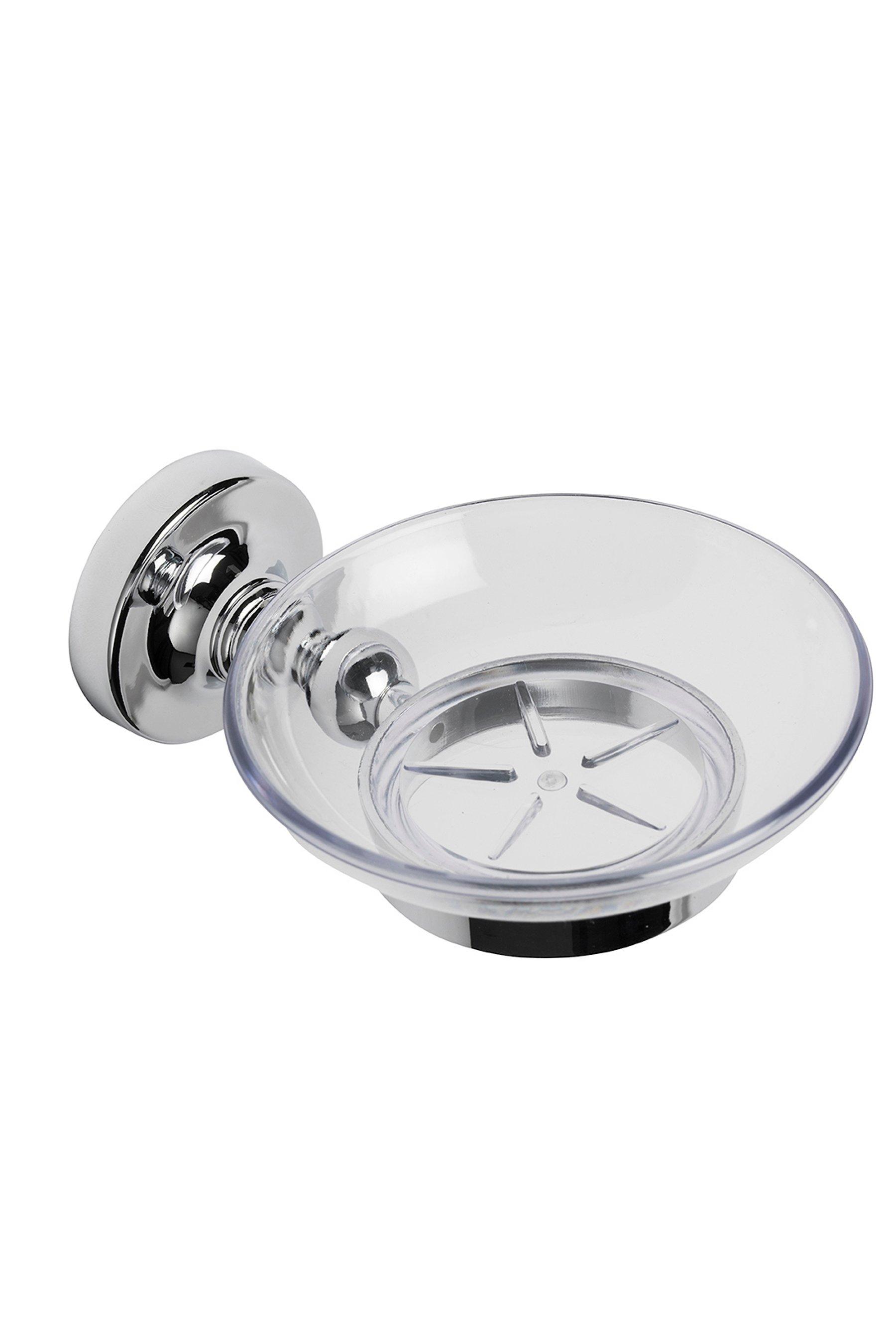 Flexi-Fix Romsey Soap Dish And Holder - Silver - Textured