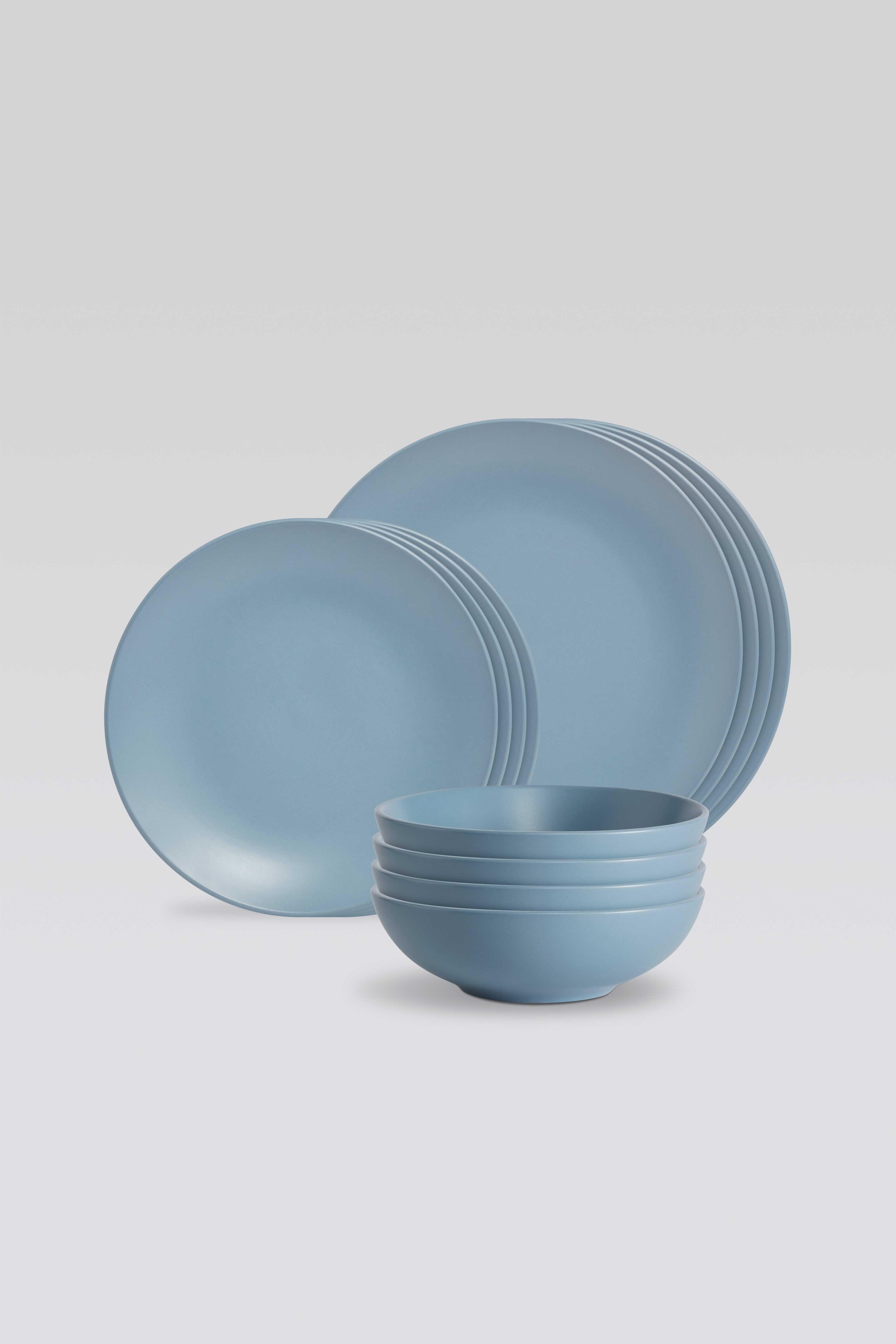 Homelife 12 Piece Blue Stoneware Dinner Set | Studio