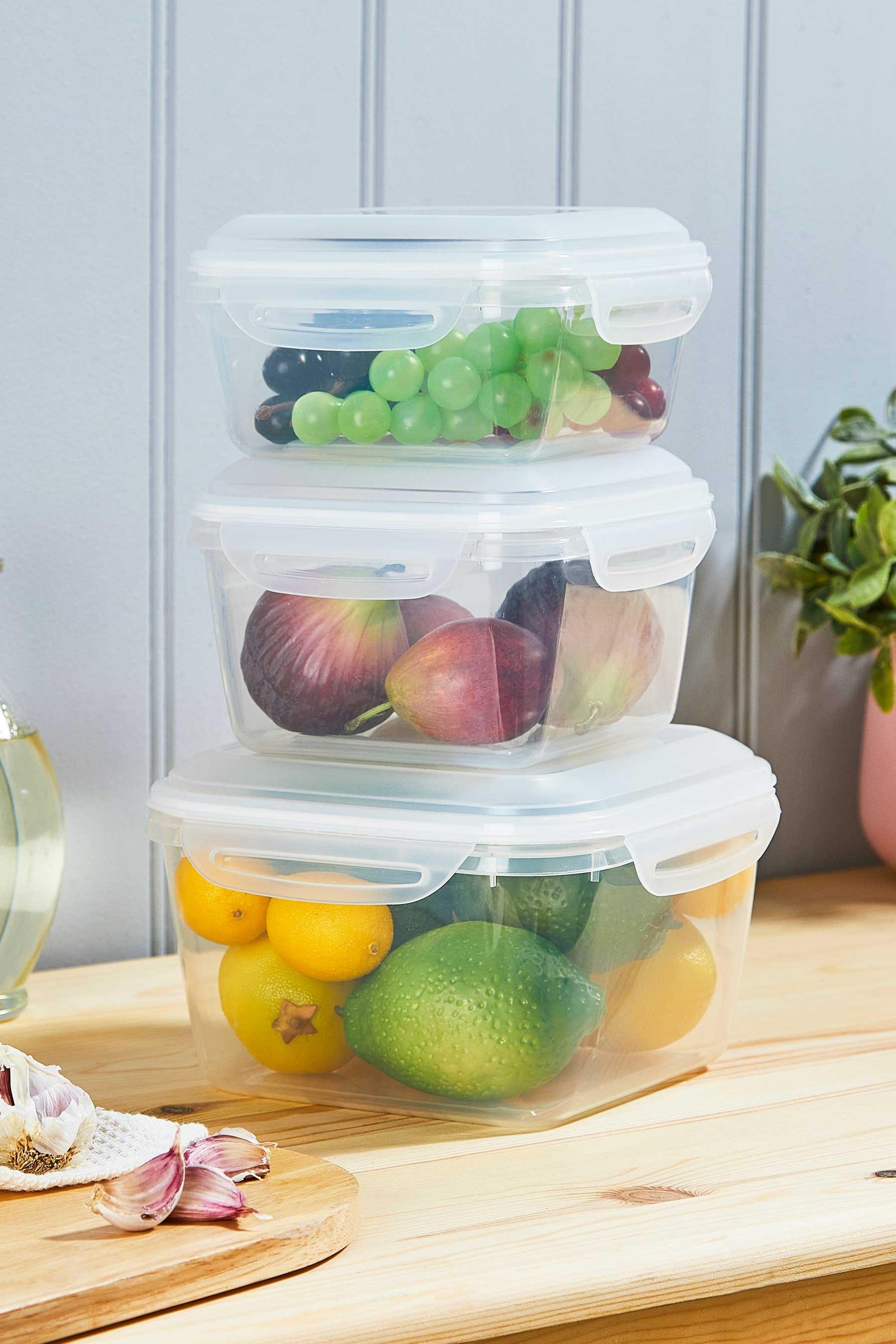 Homelife Set of 3 Clip Lock Plastic Storage Containers